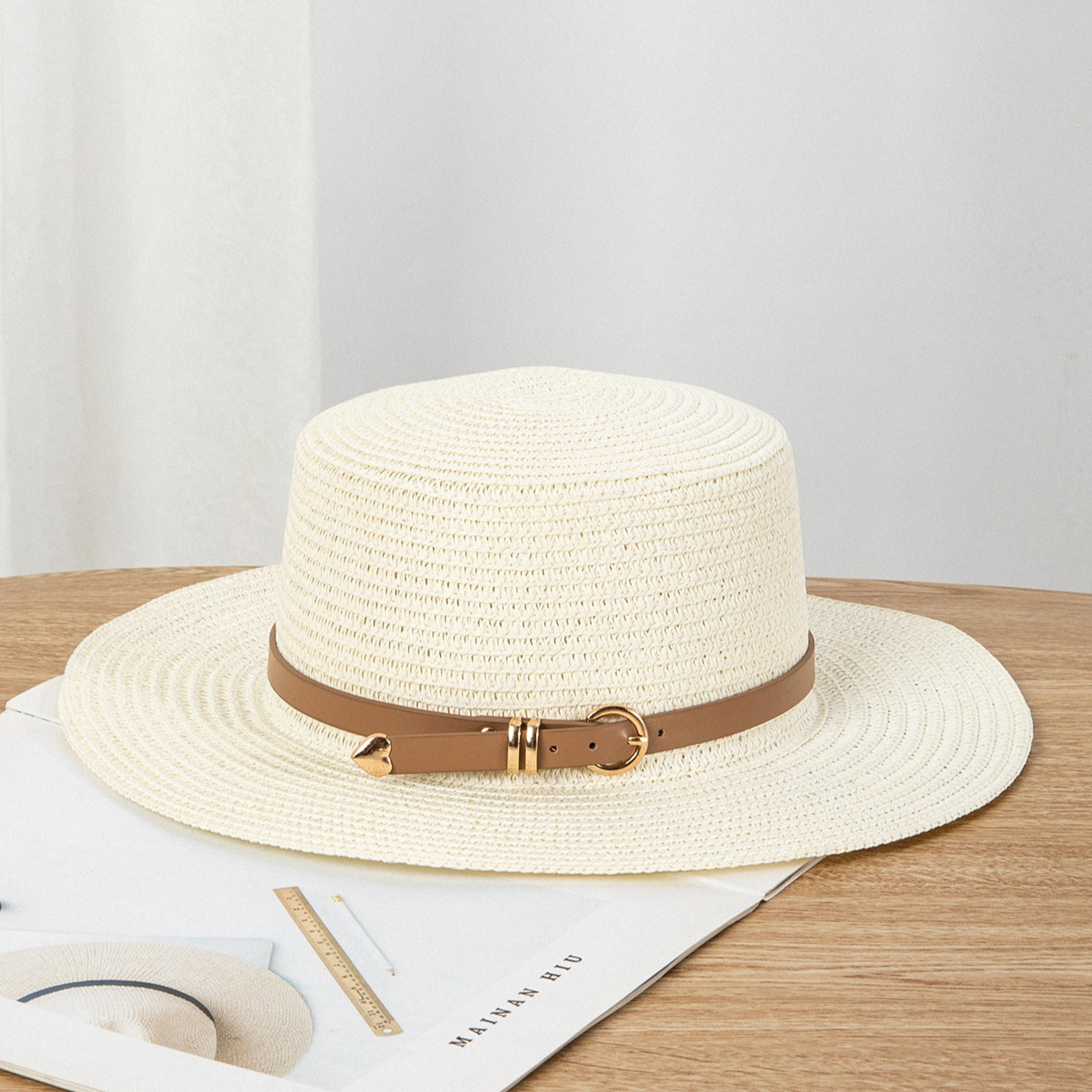 women's wide brim sun hat foldable straw beach hat for travel, vacation & uv sun protection