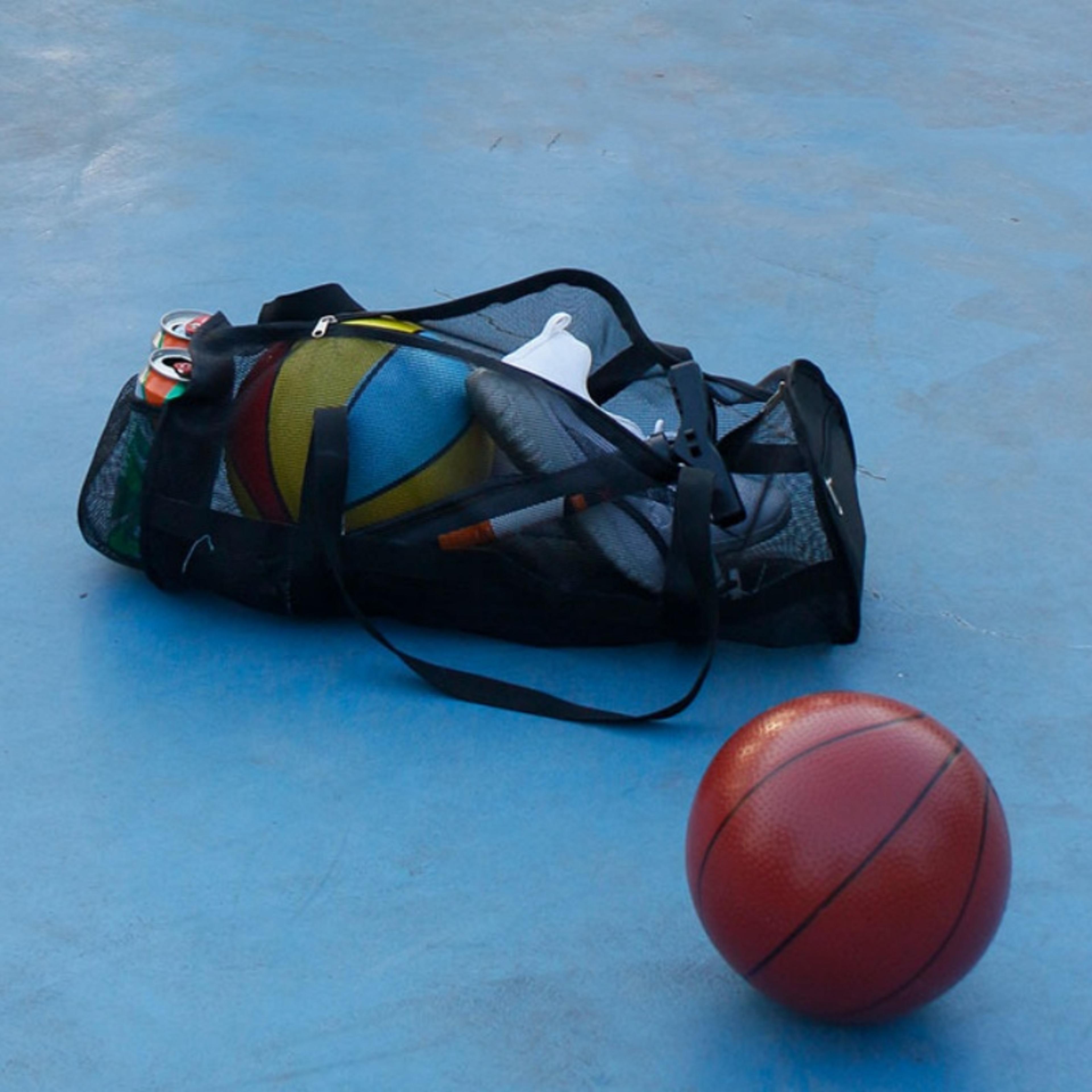 portable mesh sports bag large capacity ball storage backpack with zipper