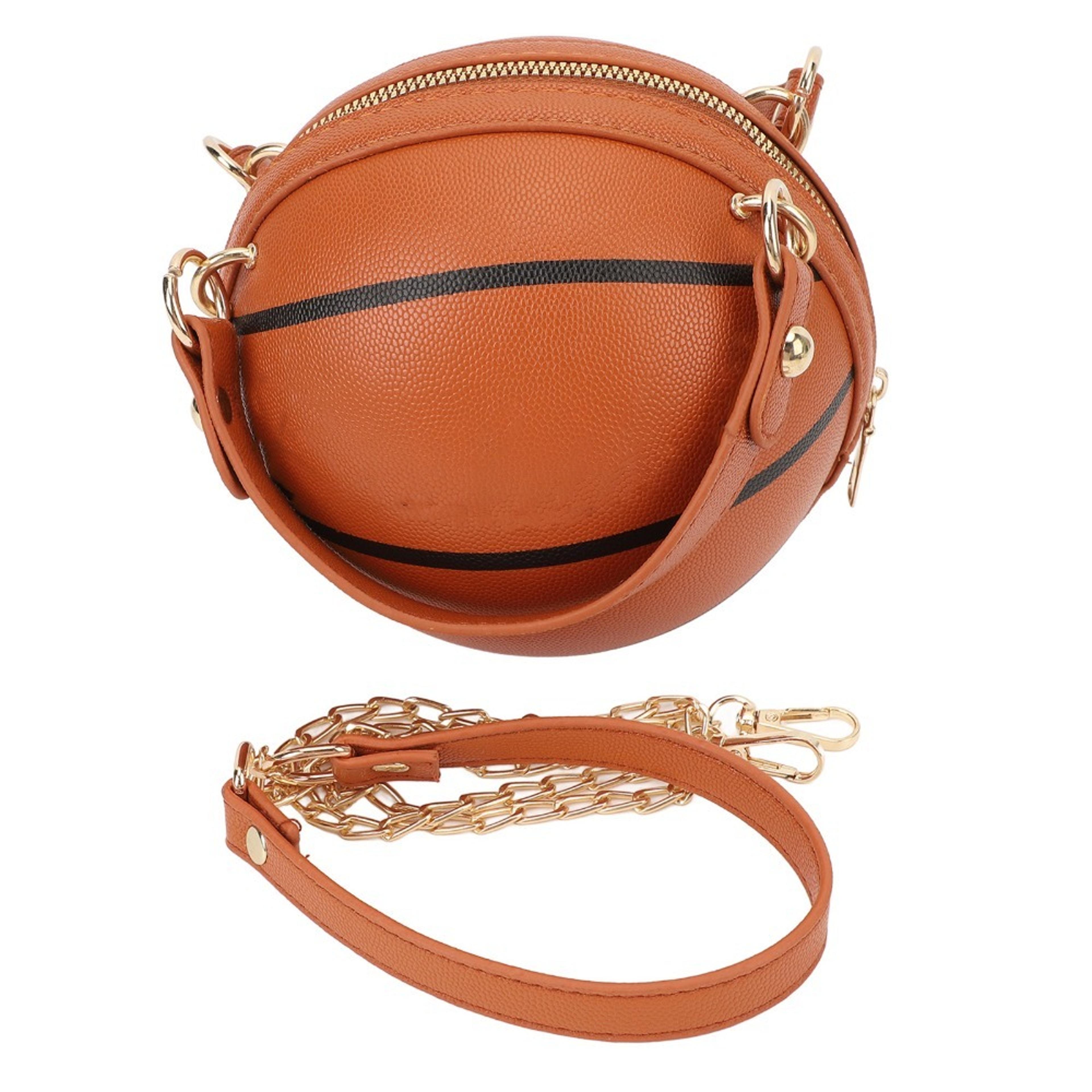 basketball purse pu leather crossbody basketball shaped handbag with zipper