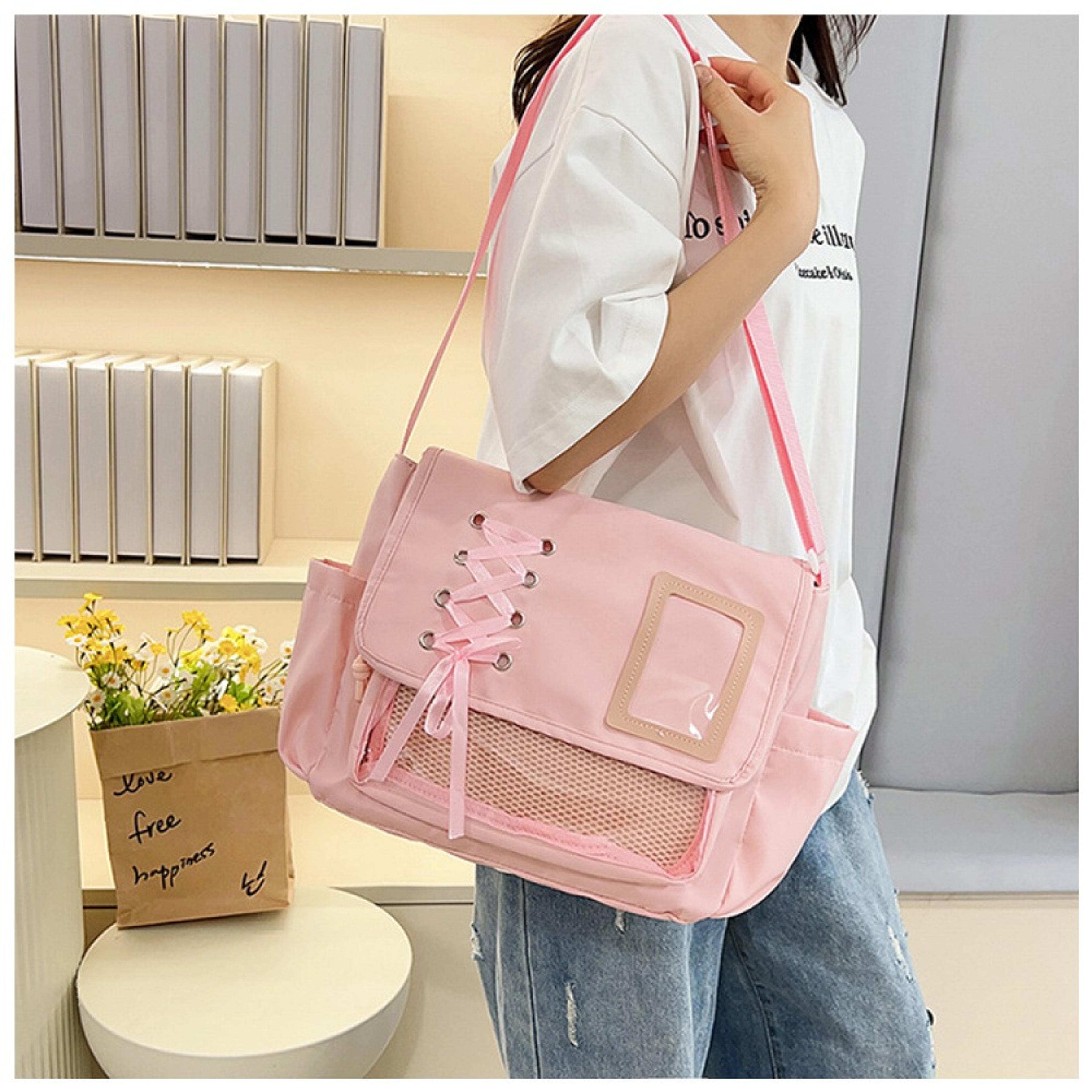 large capacity ita bag clear window anime bag crossbody shoulder tote for pin display
