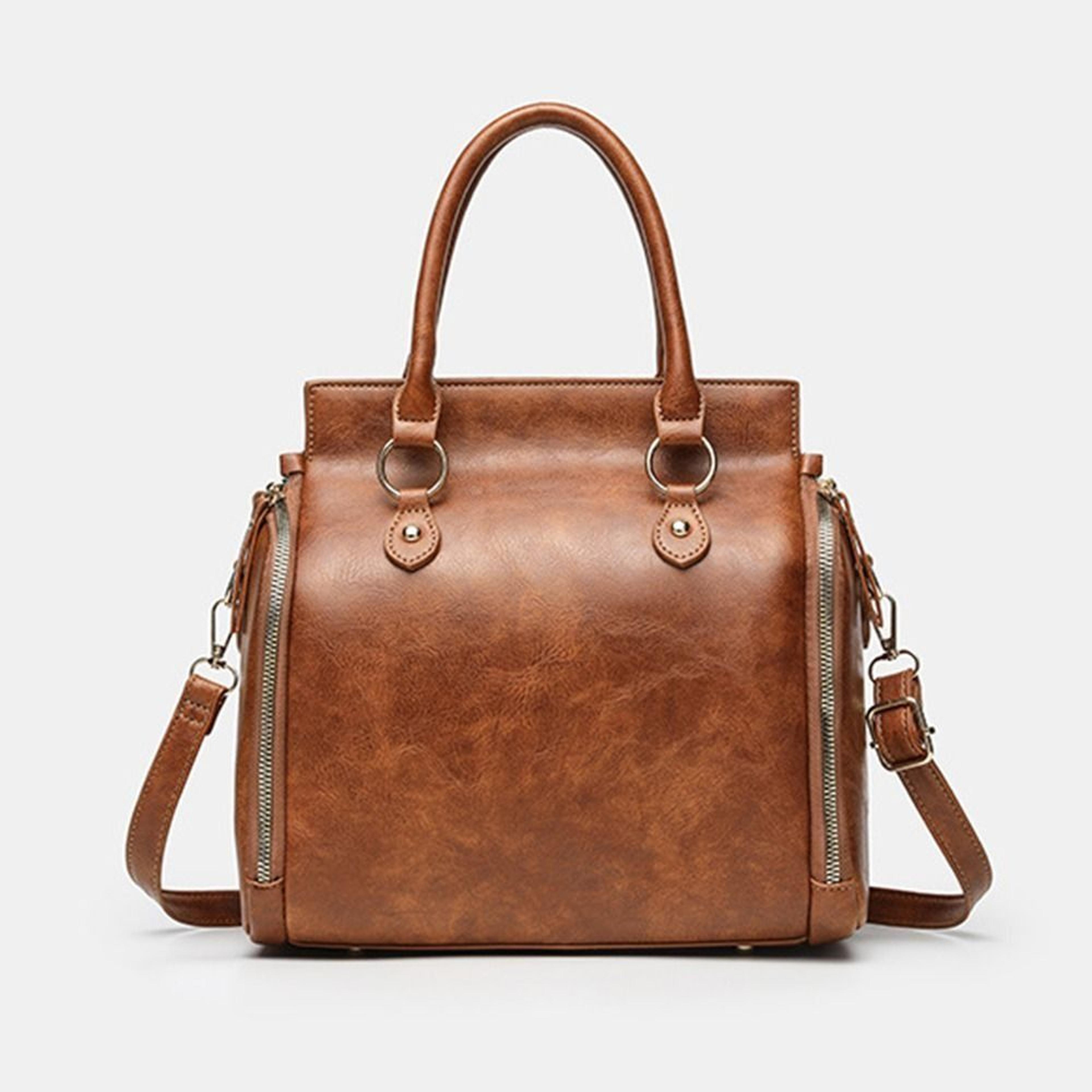 women's crossbody tote bag large capacity pu leather handbag with multi-pocket organizer