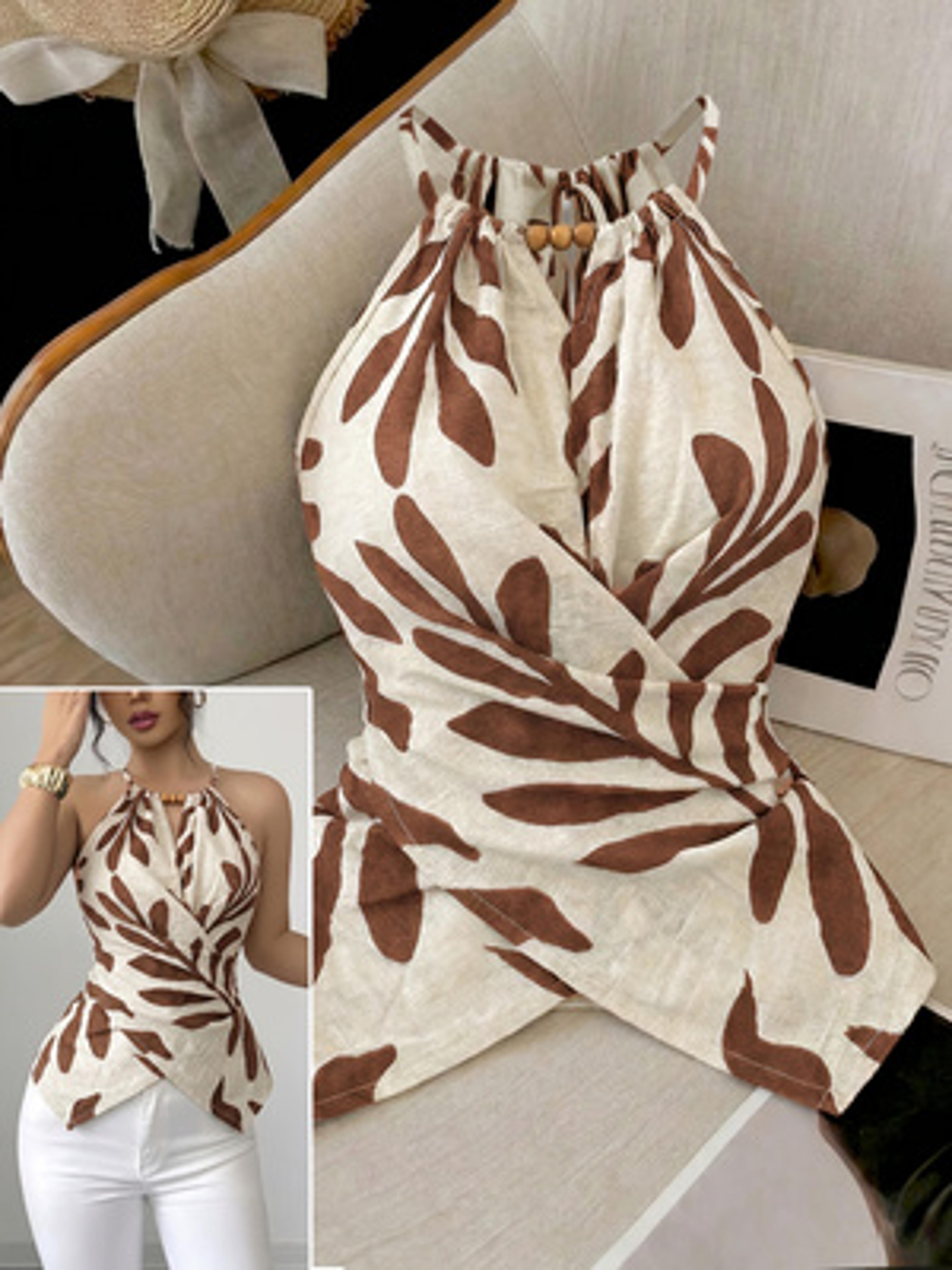 women's cross back tank top boho floral summer vacation sleeveless blouse