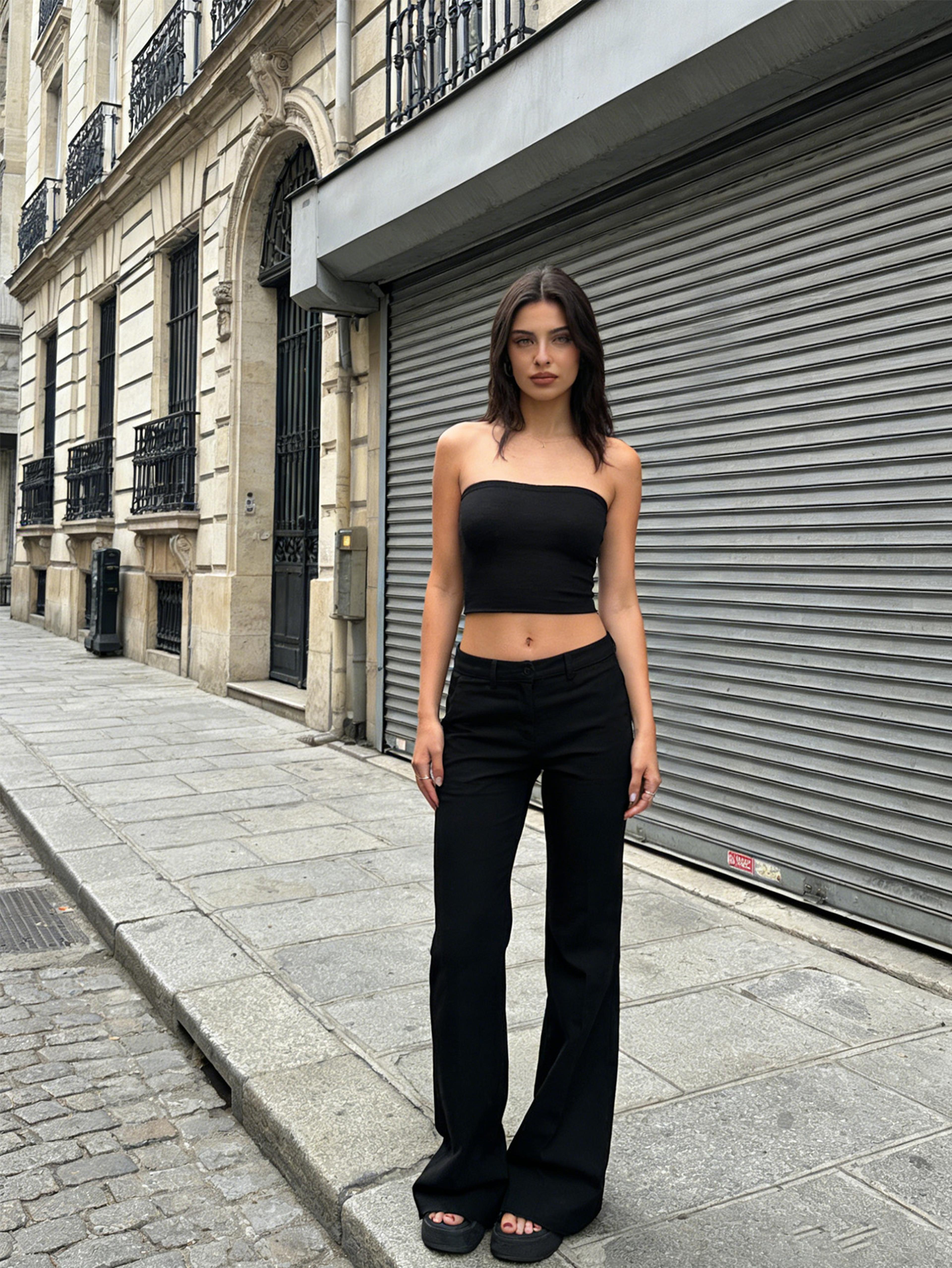 luxe halter crop top for women with plunge v neck and double layer design