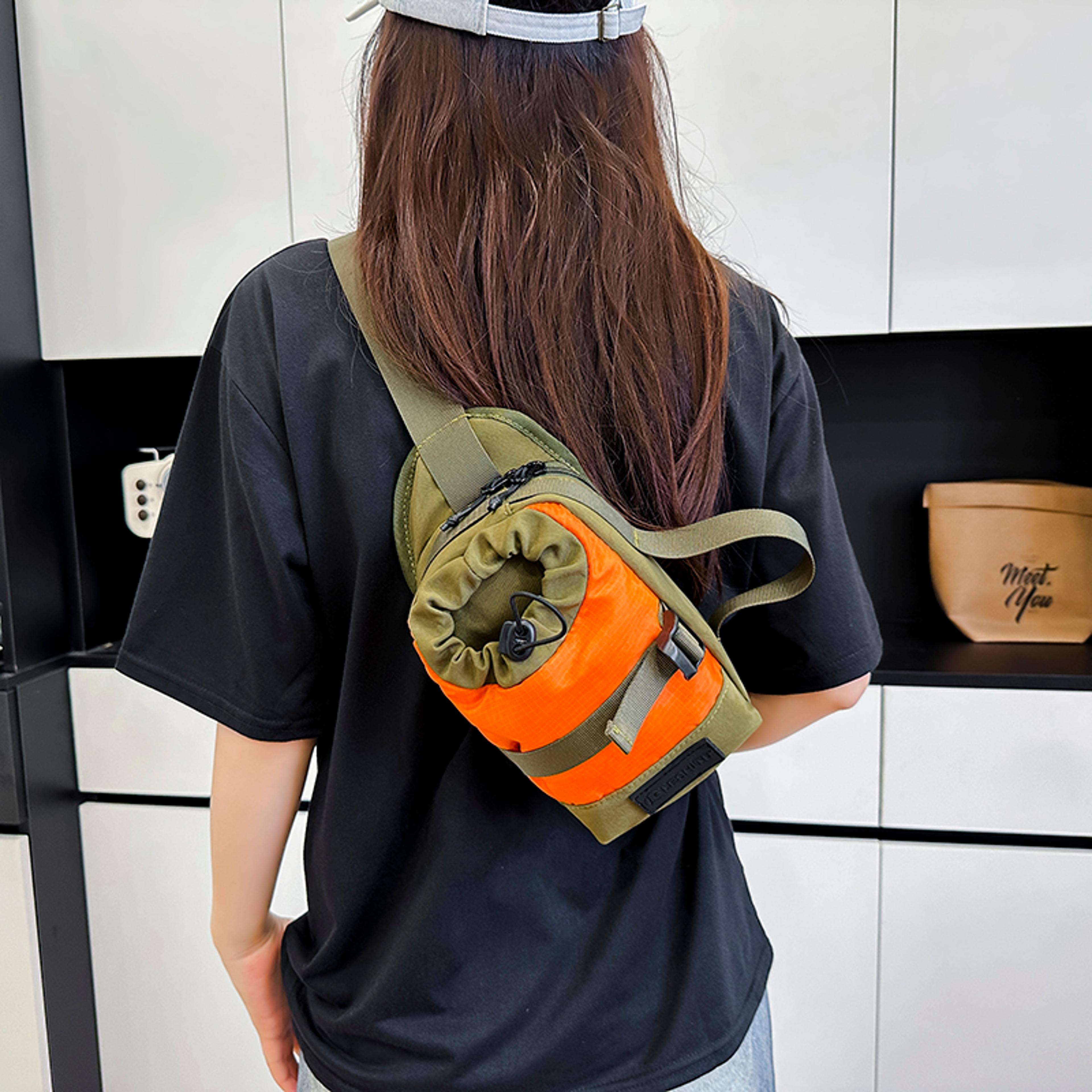 minimalist crossbody bag with water bottle holder multi compartment hiking sling for everyday travel