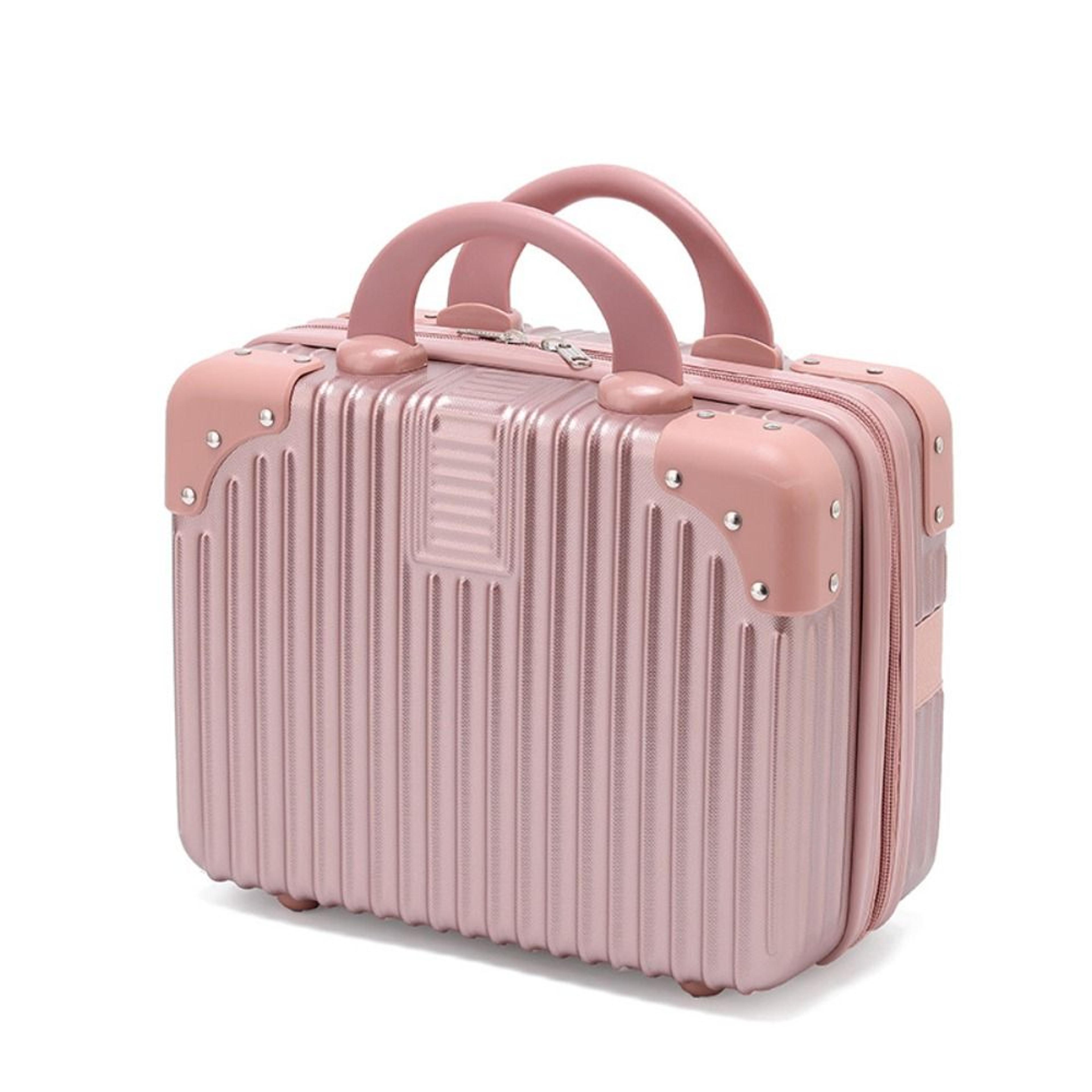 mini travel suitcase makeup case with password lock carry on cosmetic organizer