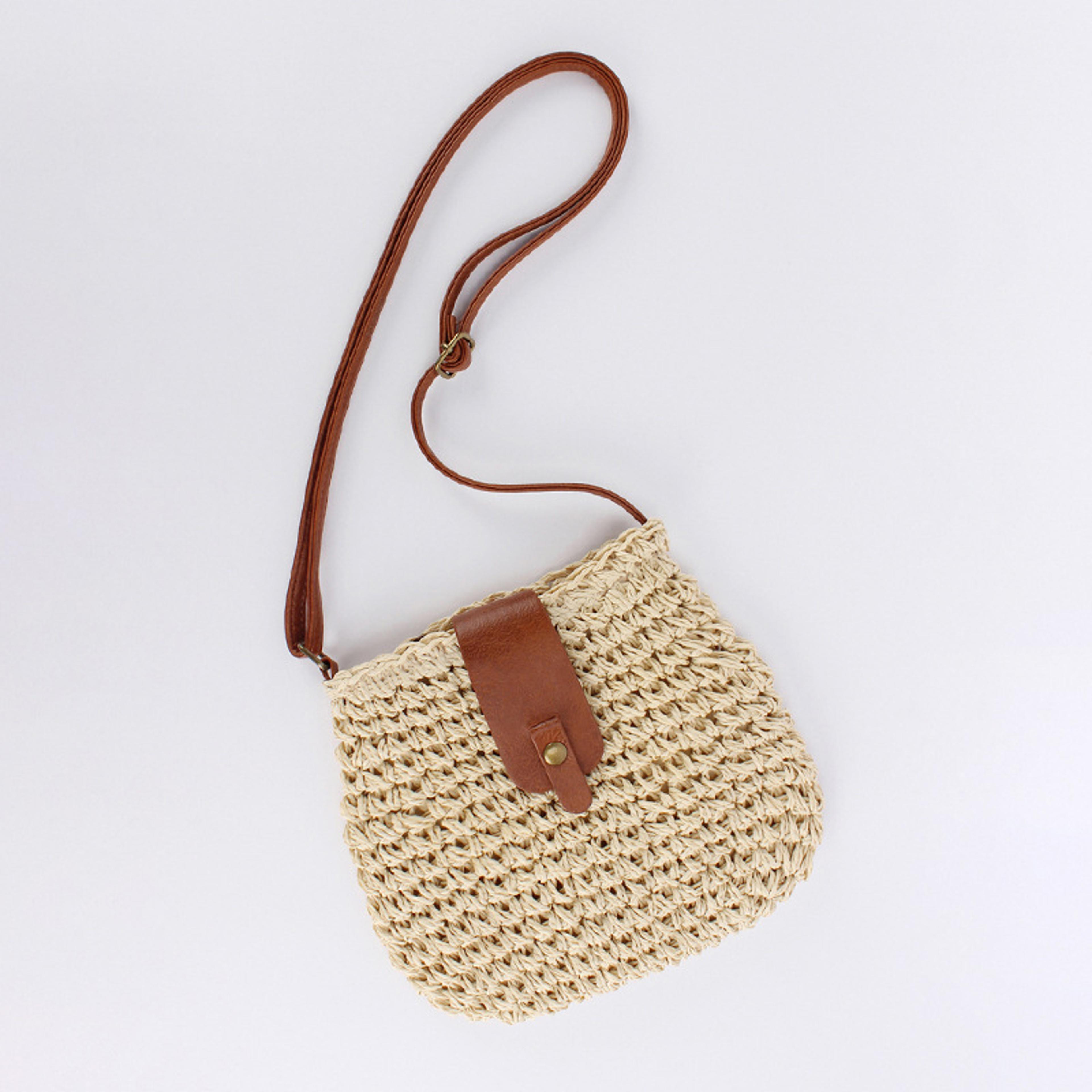 coastal chic straw crossbody bag for women adjustable woven beach bag summer handbag