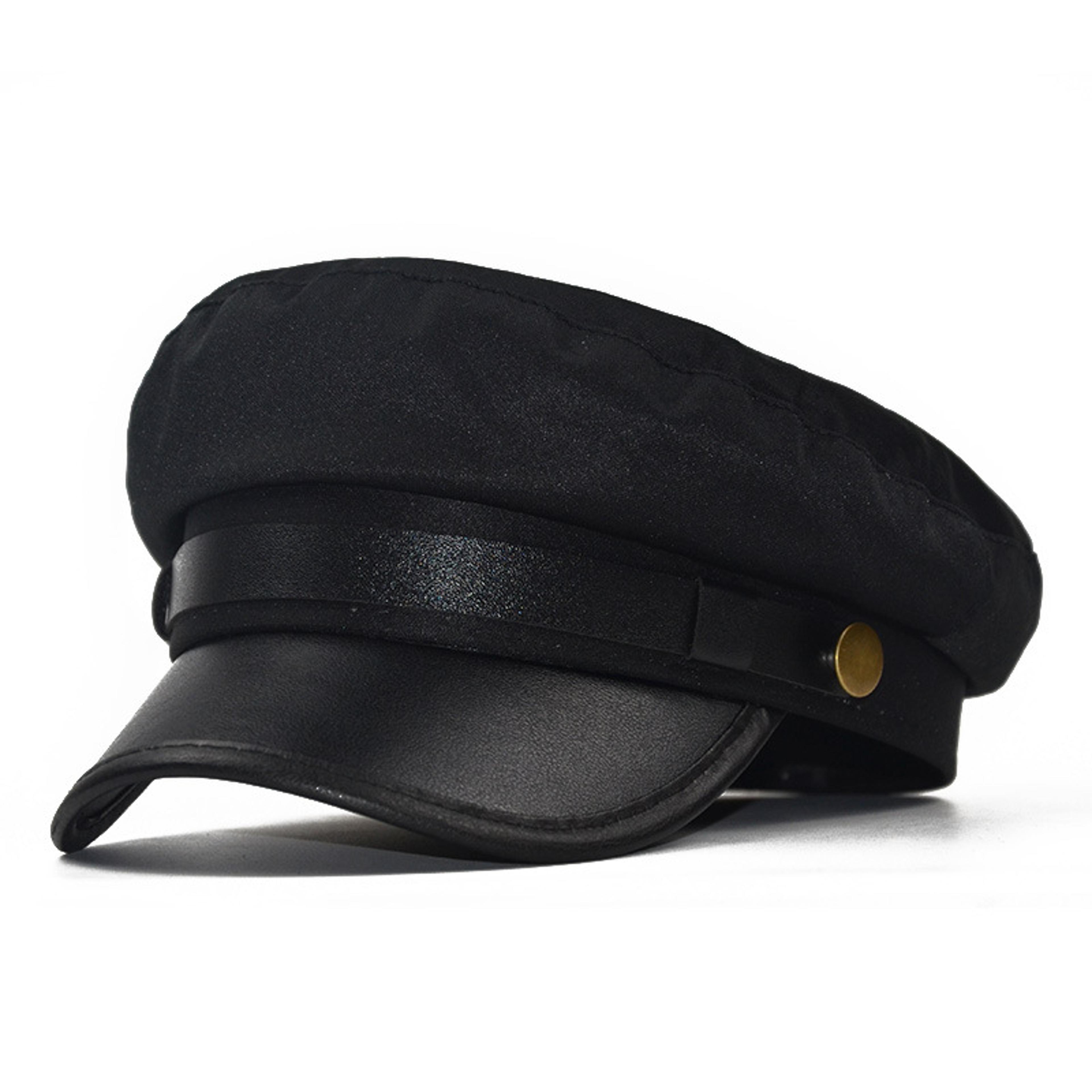 vintage women's leather beret british style newsboy cap with breathable octagonal design