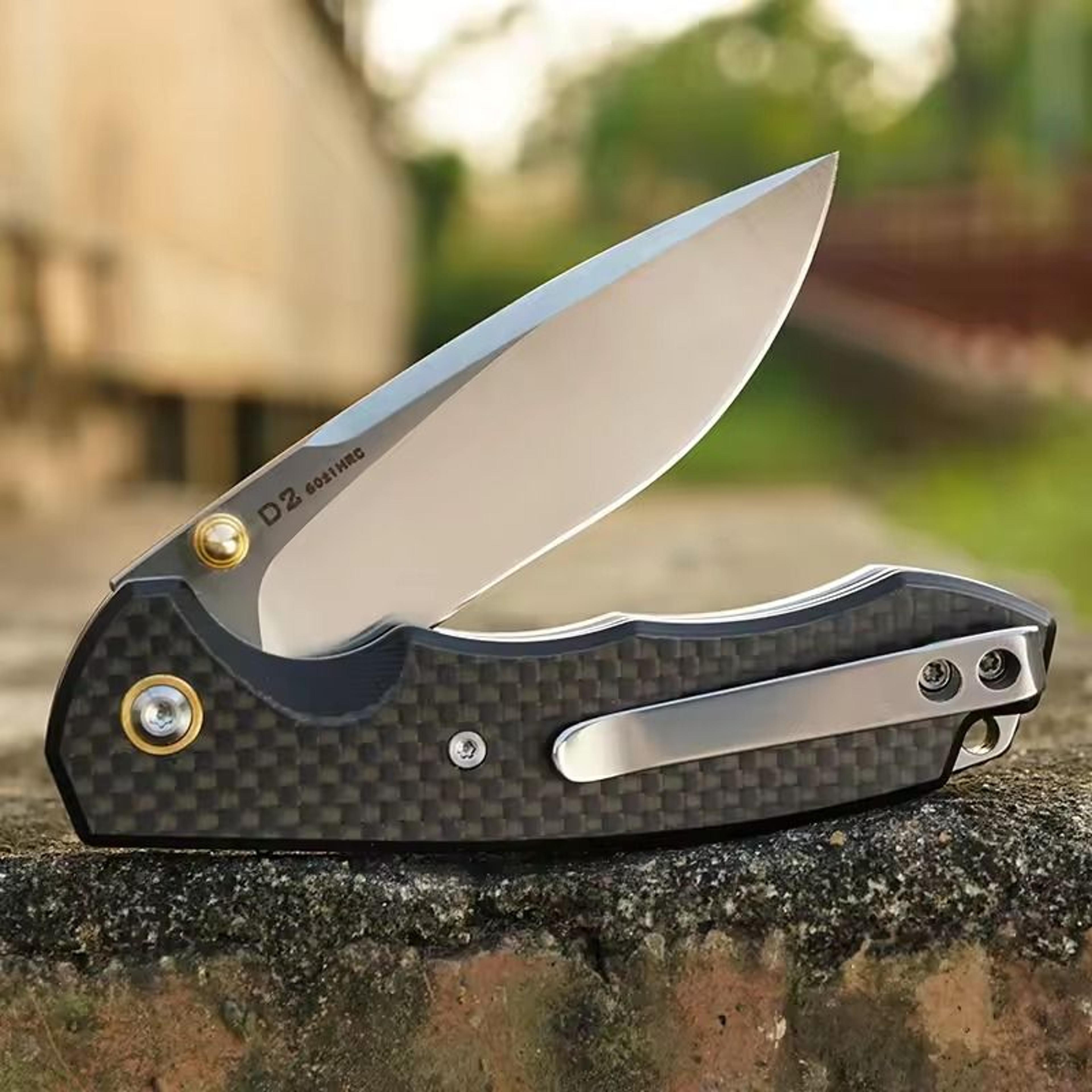 d2 steel folding edc pocket knife for camping, hiking & everyday cutting