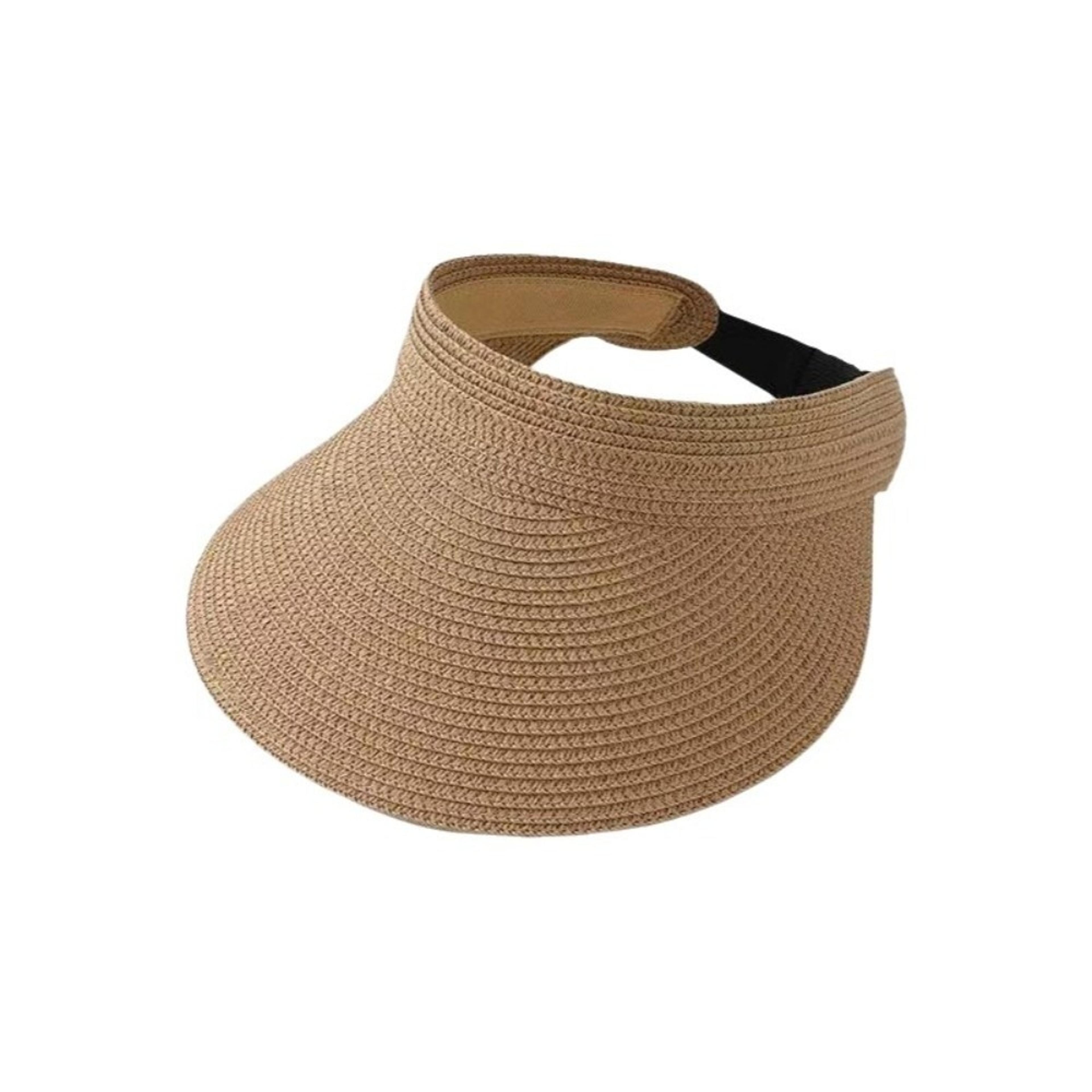 coastal breeze straw sun visor foldable wide brim sun hat with adjustable open-top design