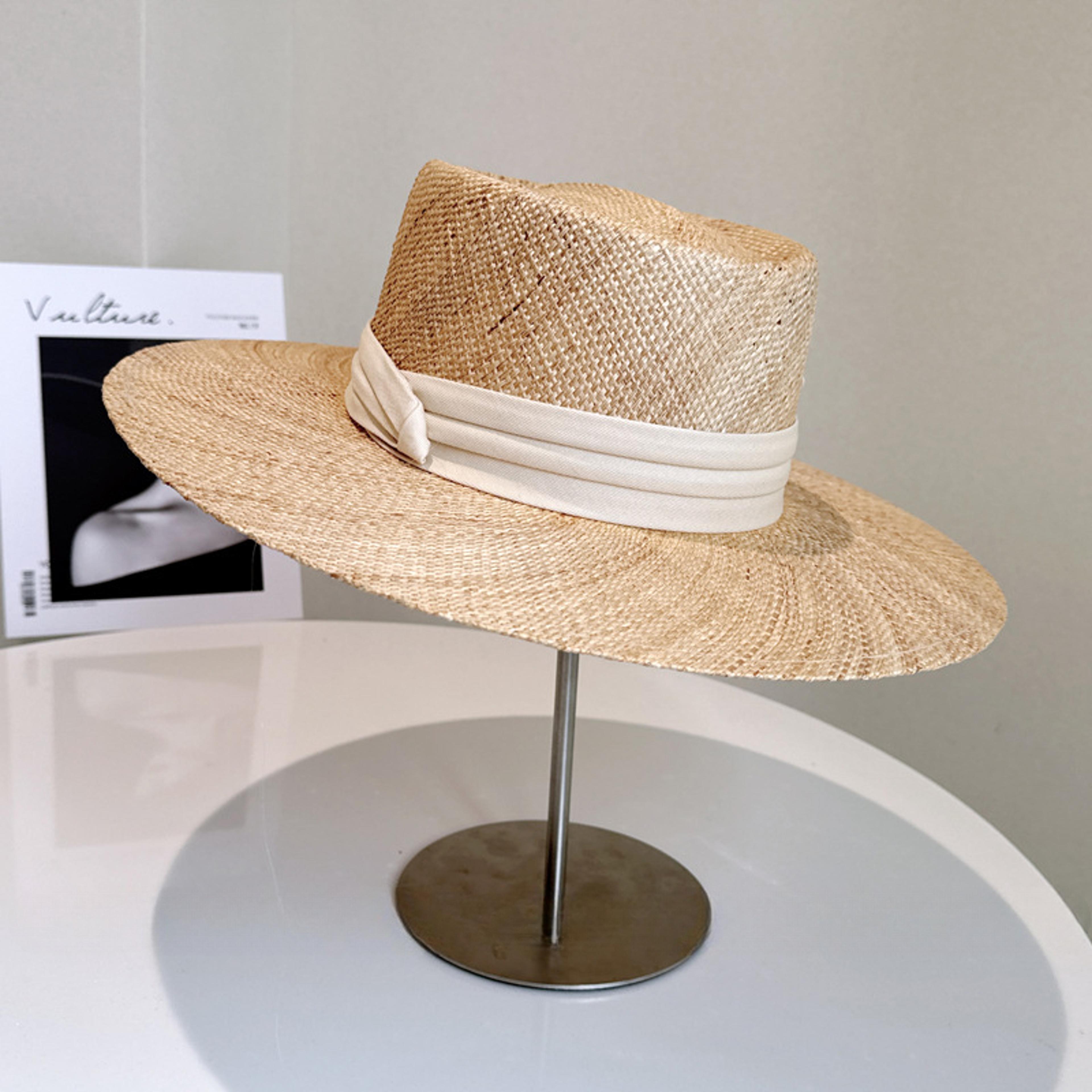 women's raffia sun hat hand woven beach hat for summer vacation & sun protection