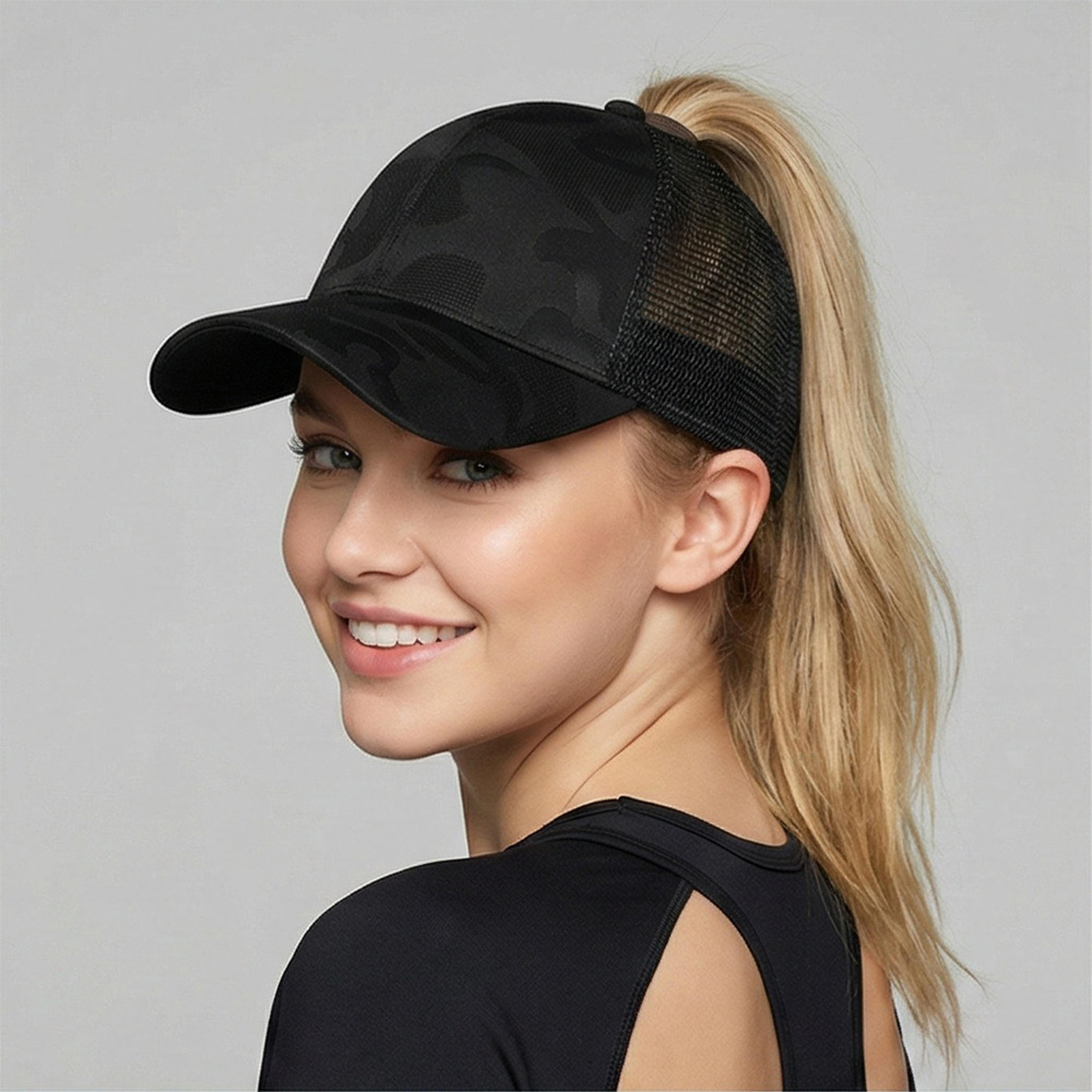 women's ponytail baseball cap with mesh back camouflage sun protection hat