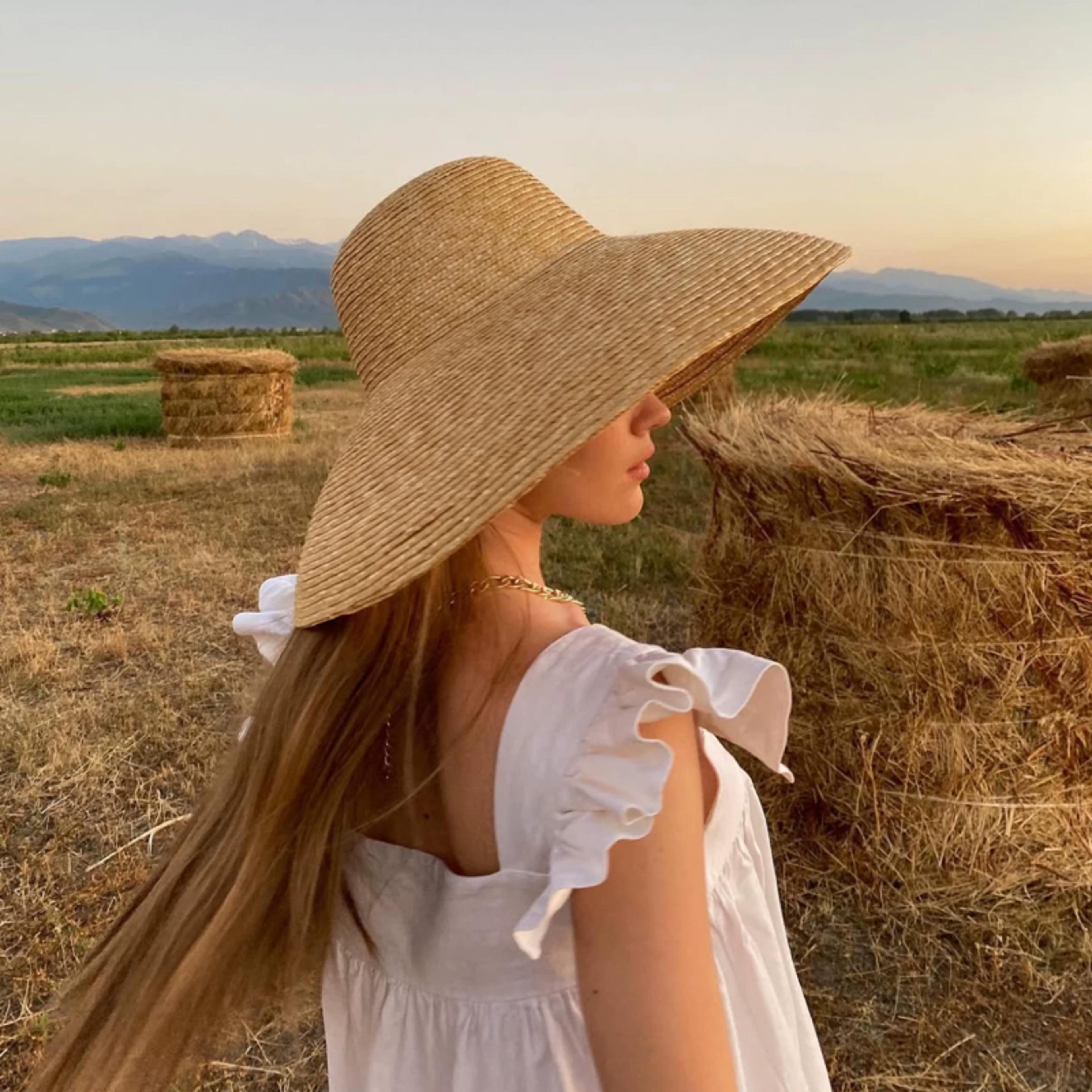 hepburn style wheat straw sun hat for women wide brim beach hat with elegant sun protection