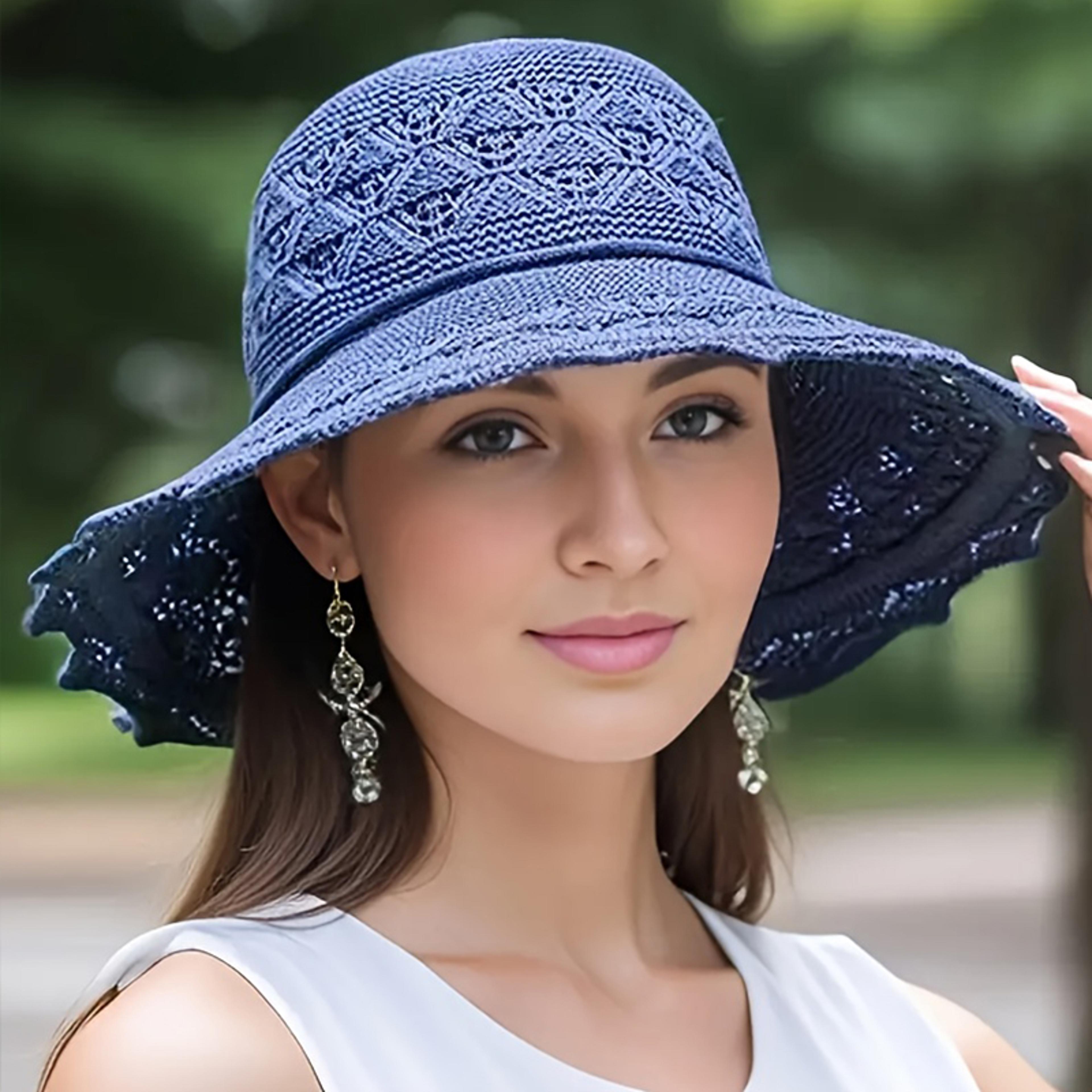korean style women's straw hat elegant sun protection hat for beach & summer travel