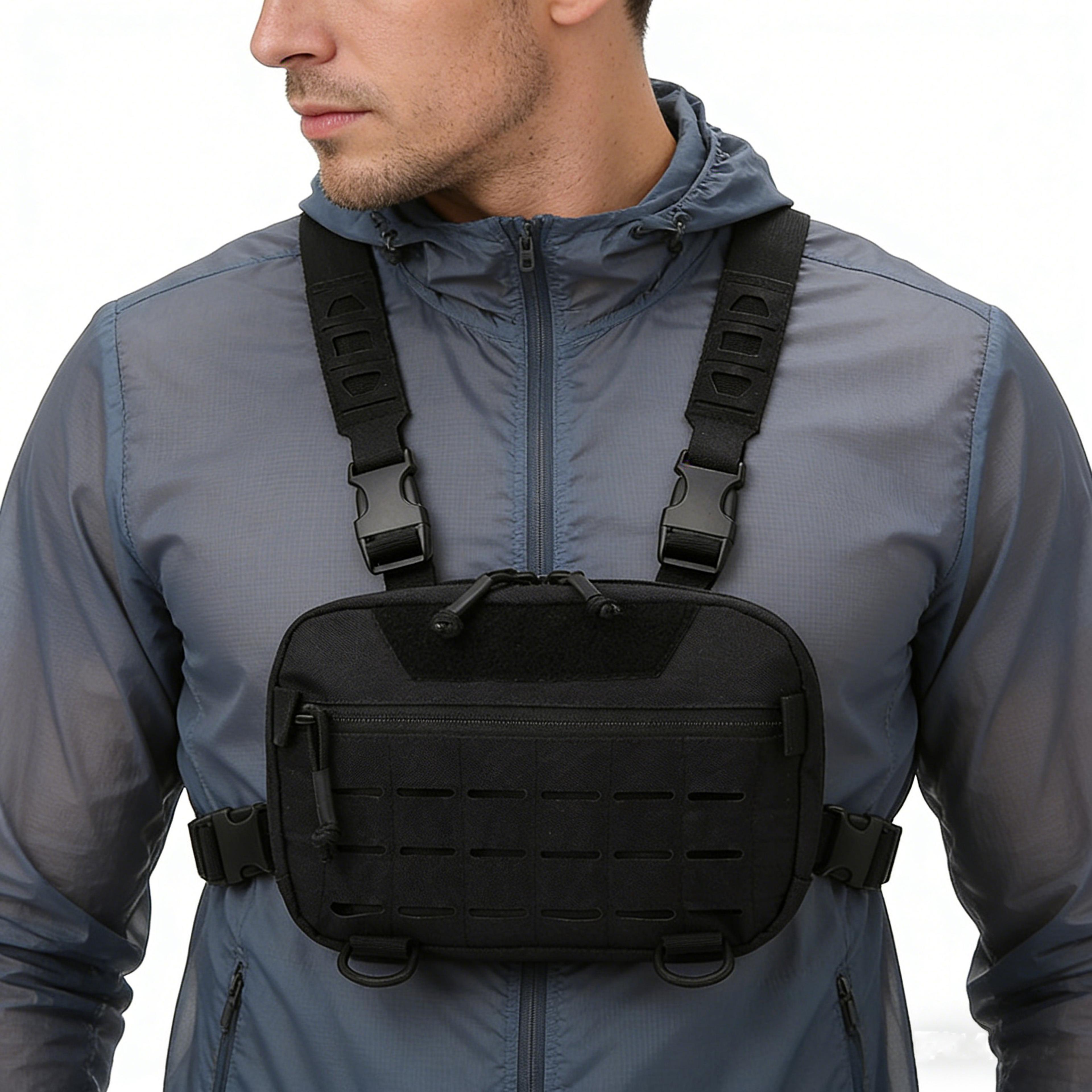 tactical chest bag adjustable edc chest pack for hiking, hunting & travel