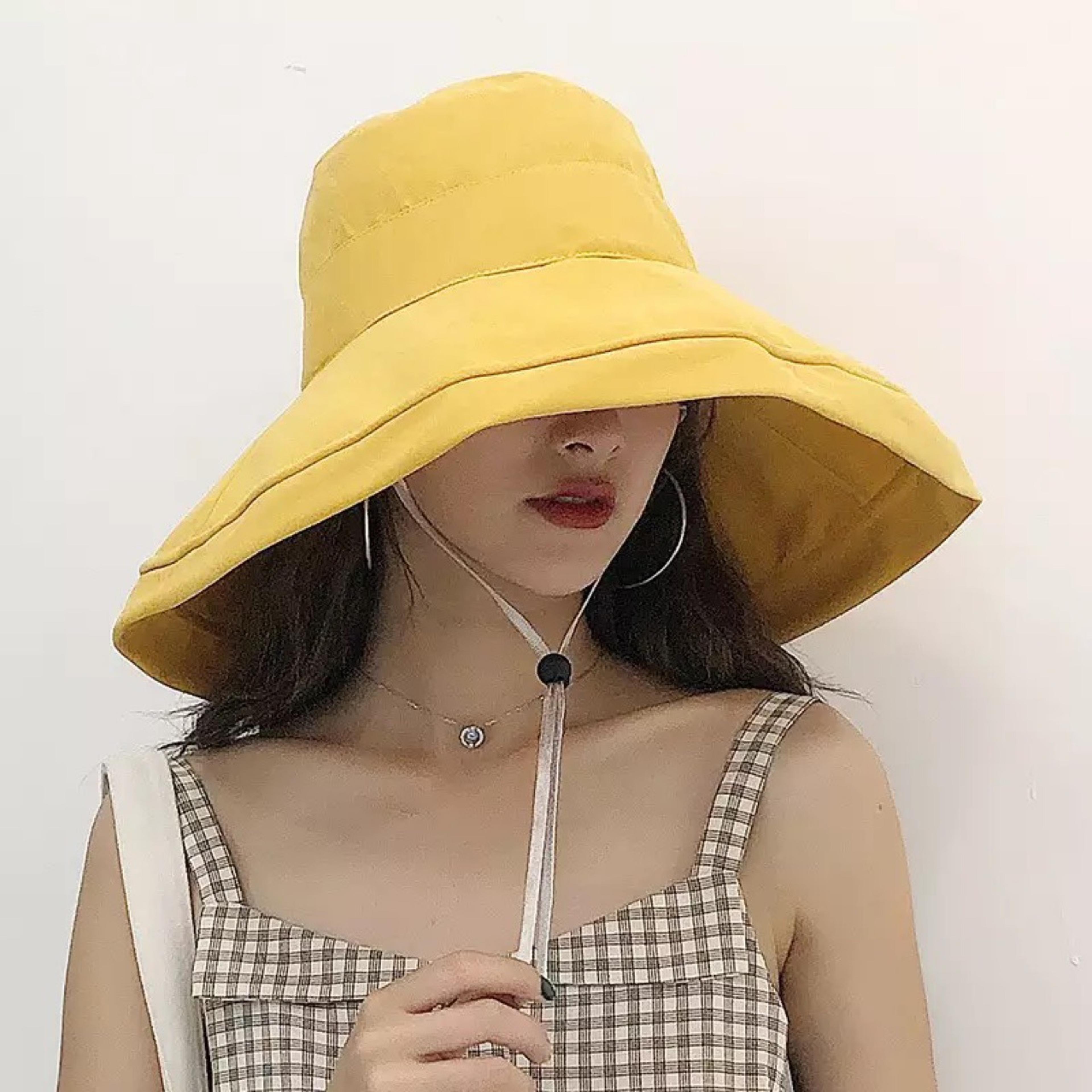reversible women's sun hat uv protection foldable beach bucket hat