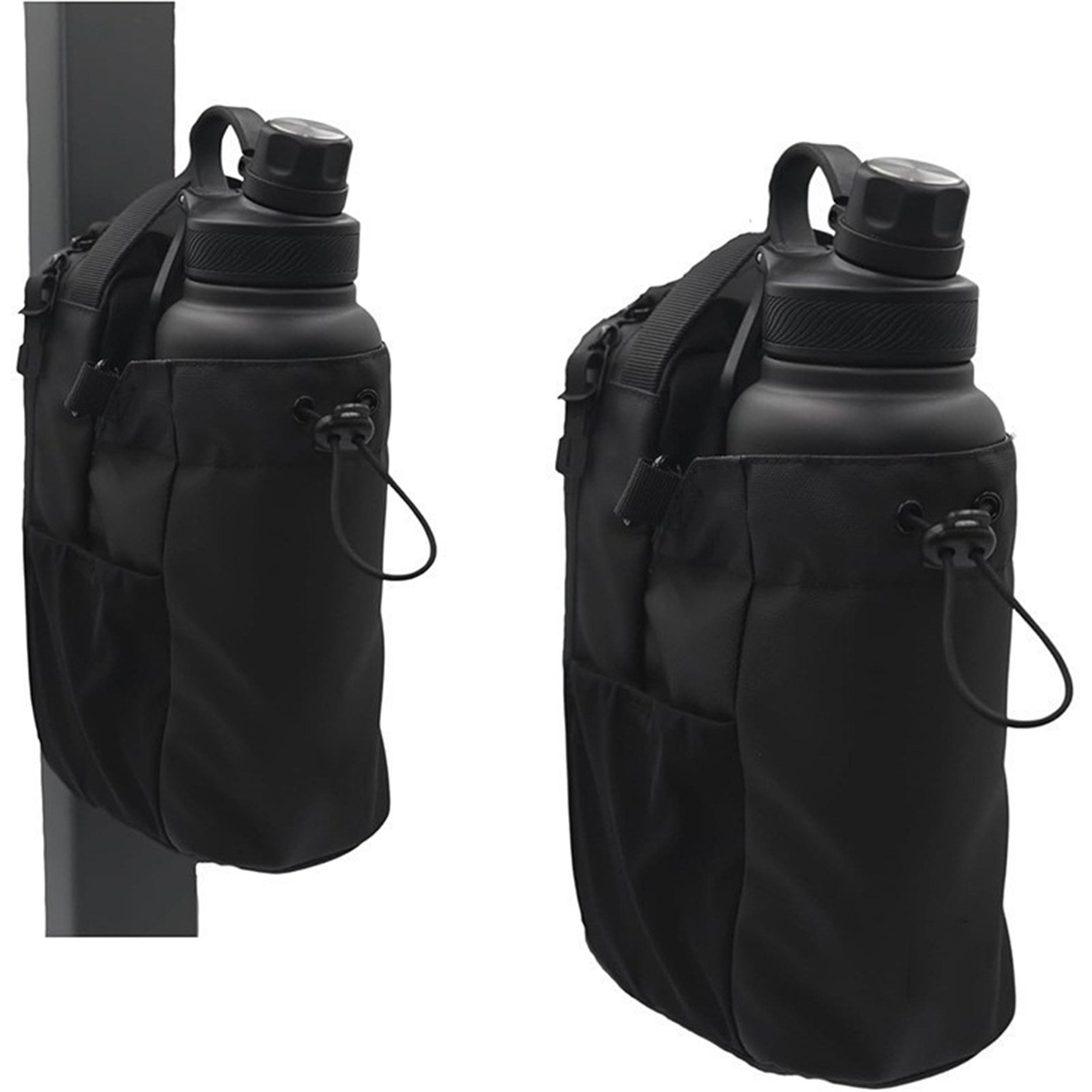 magnetic gym bag water bottle holder with phone pocket and shoulder strap