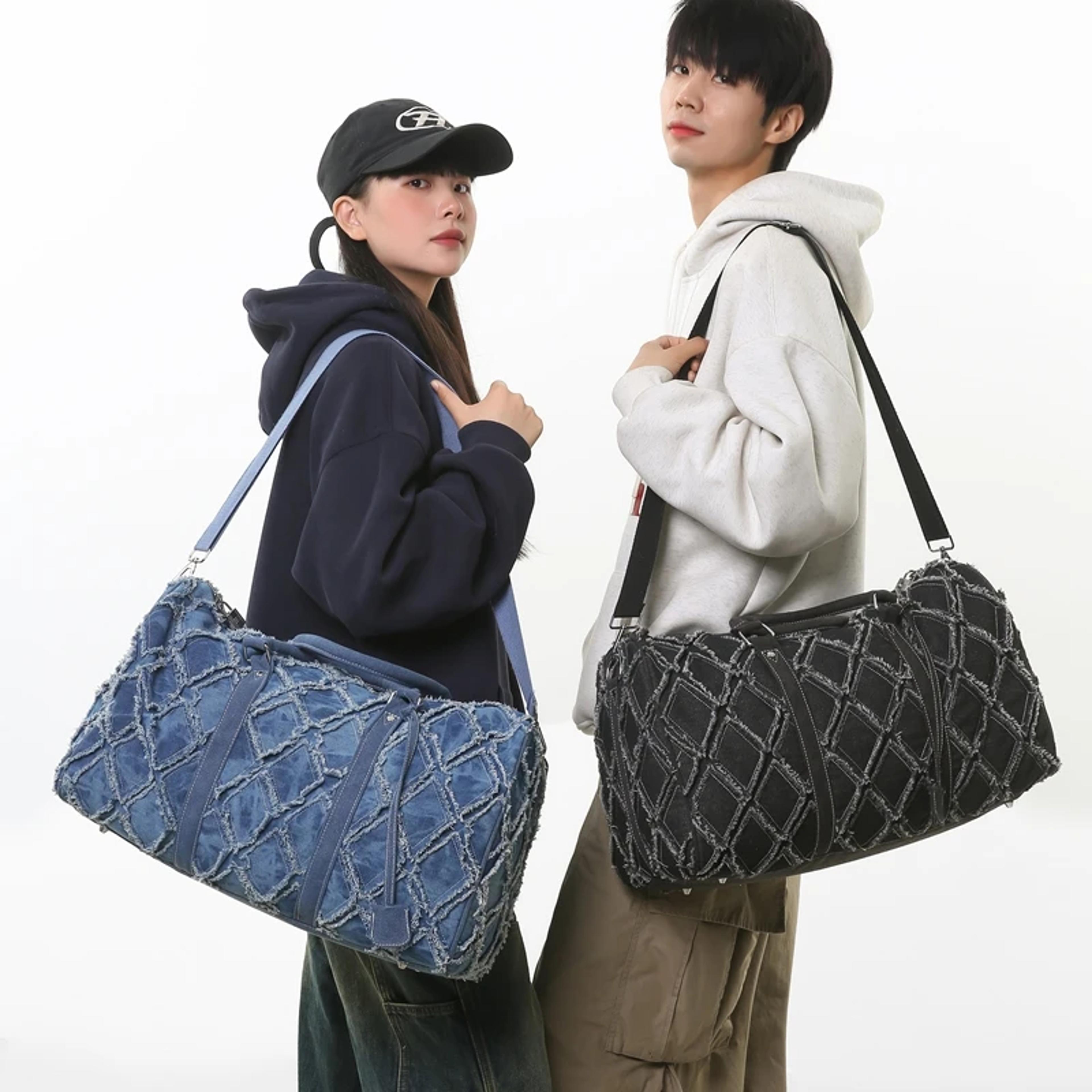 argyle canvas travel bag large capacity gym duffel bag for weekend trips