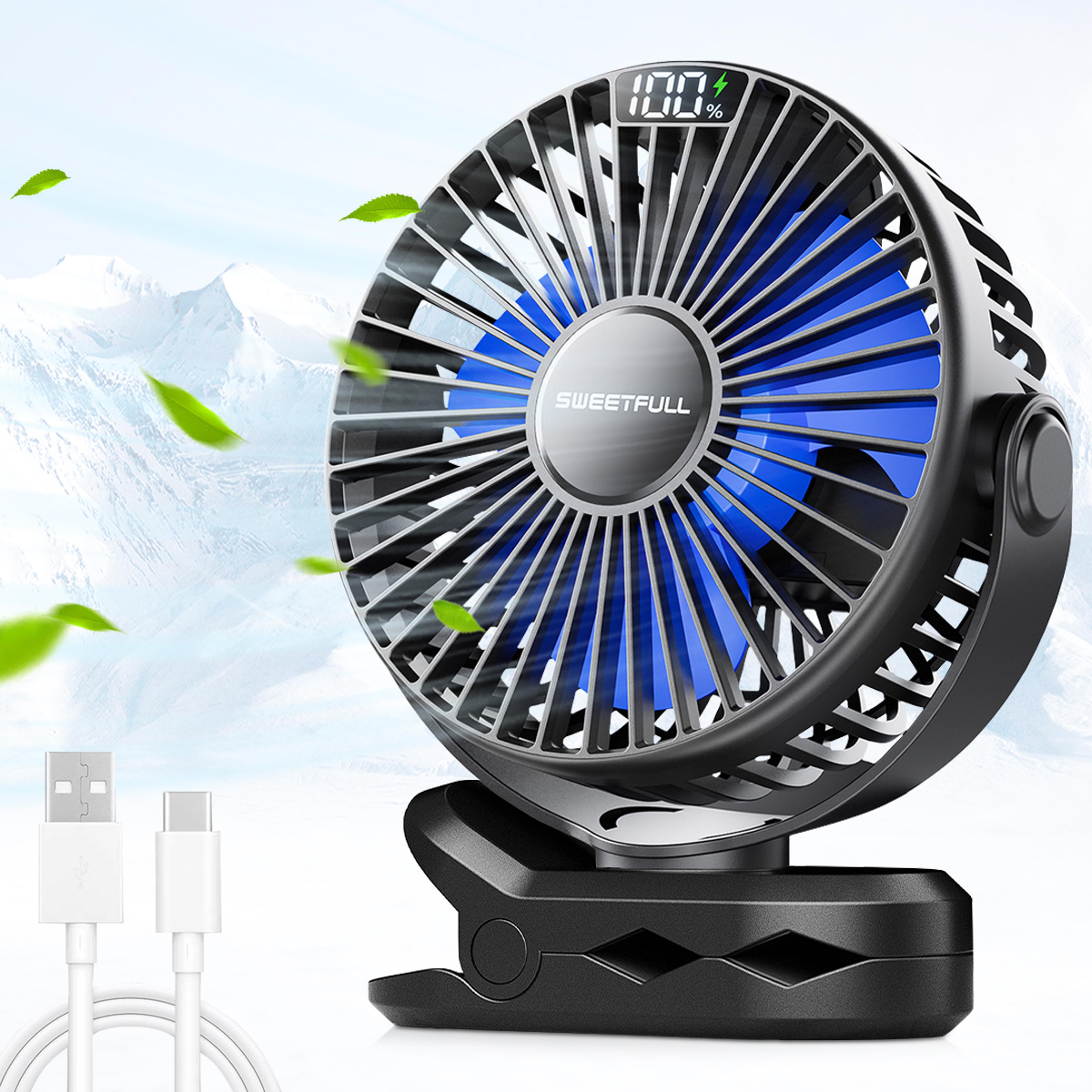 portable desk fan usb rechargeable clip on fan with digital display