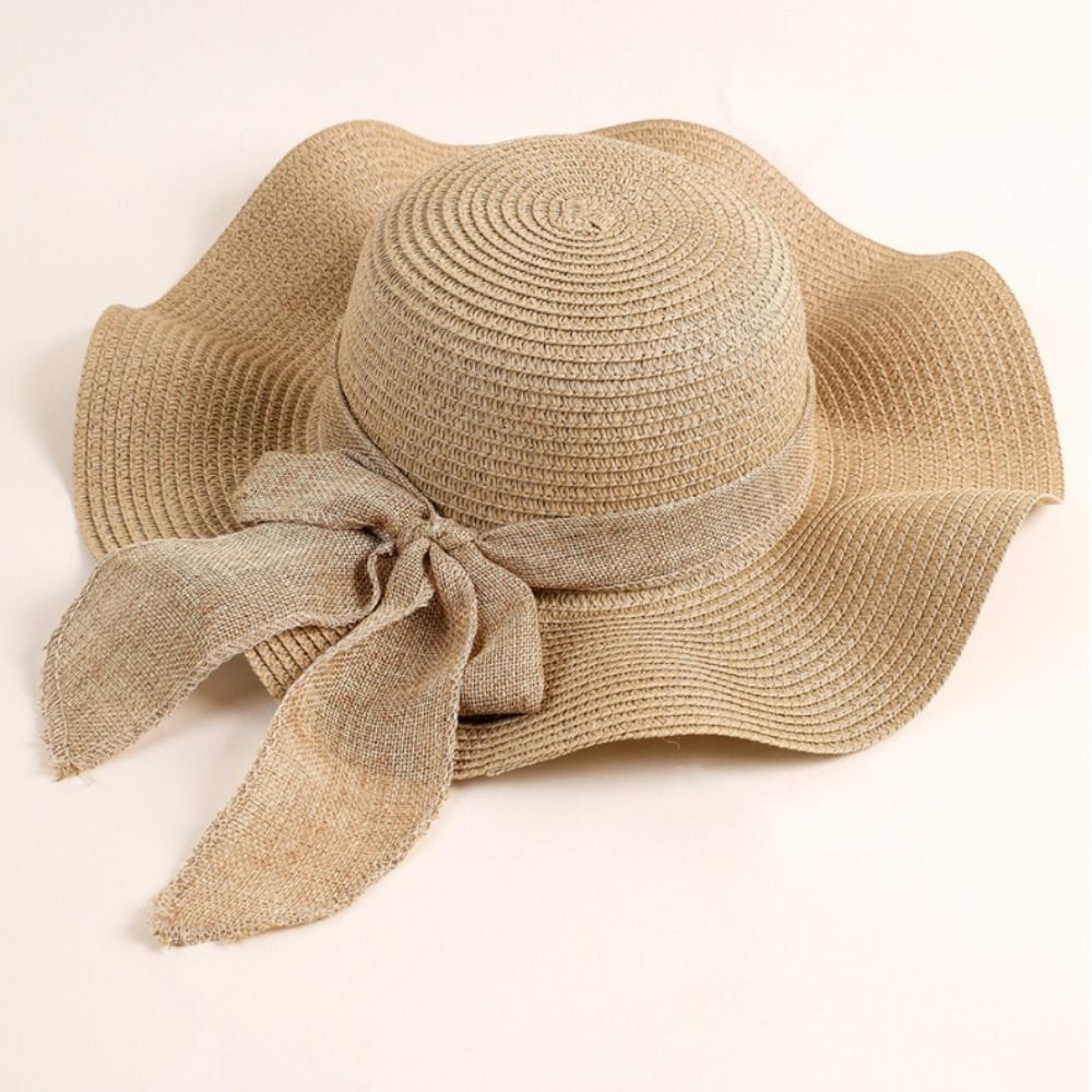 elegant wide brim sun hat with bow ribbon foldable travel sun hat & uv protection straw visor