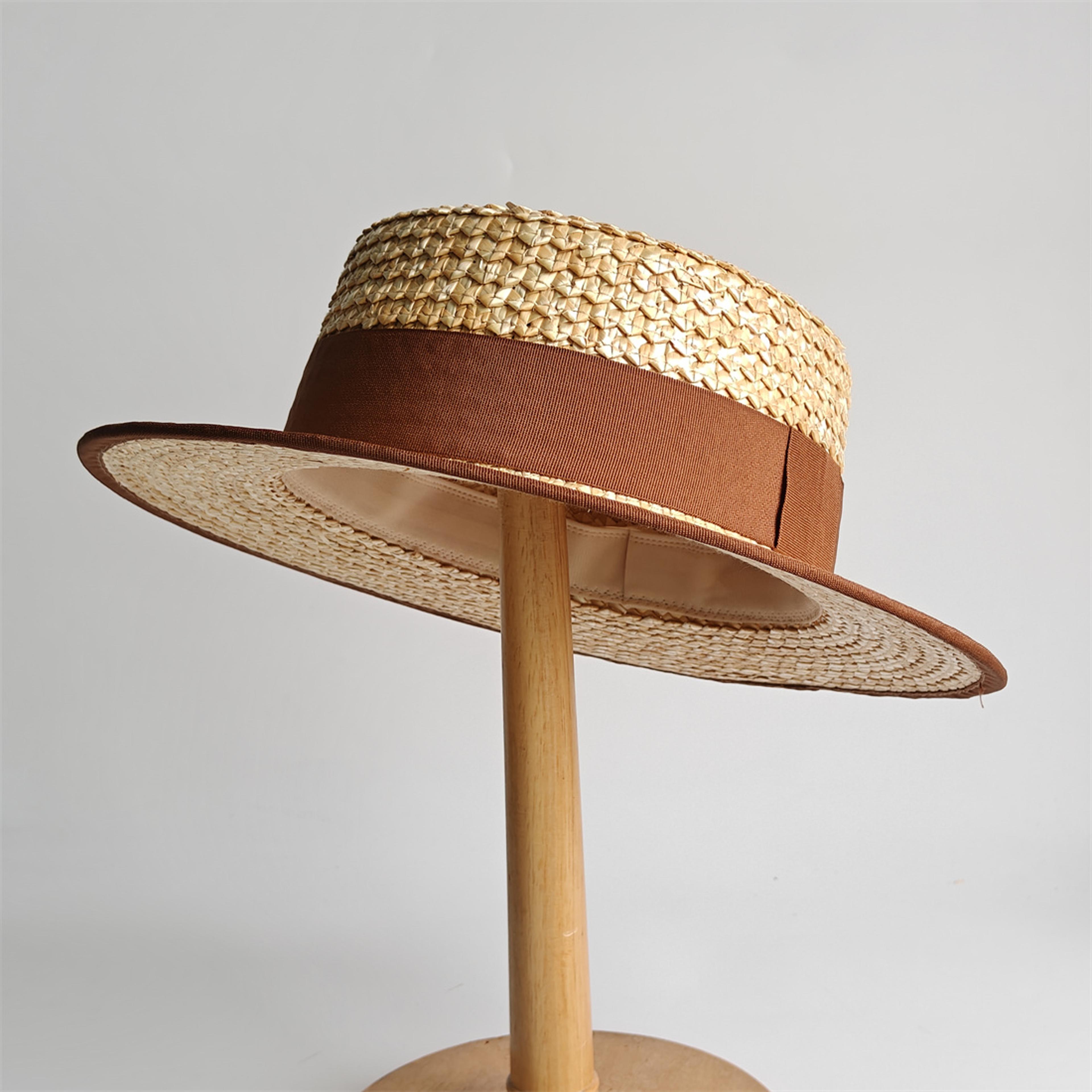 wide brim straw sun hat for men & women natural beach hat with black trim