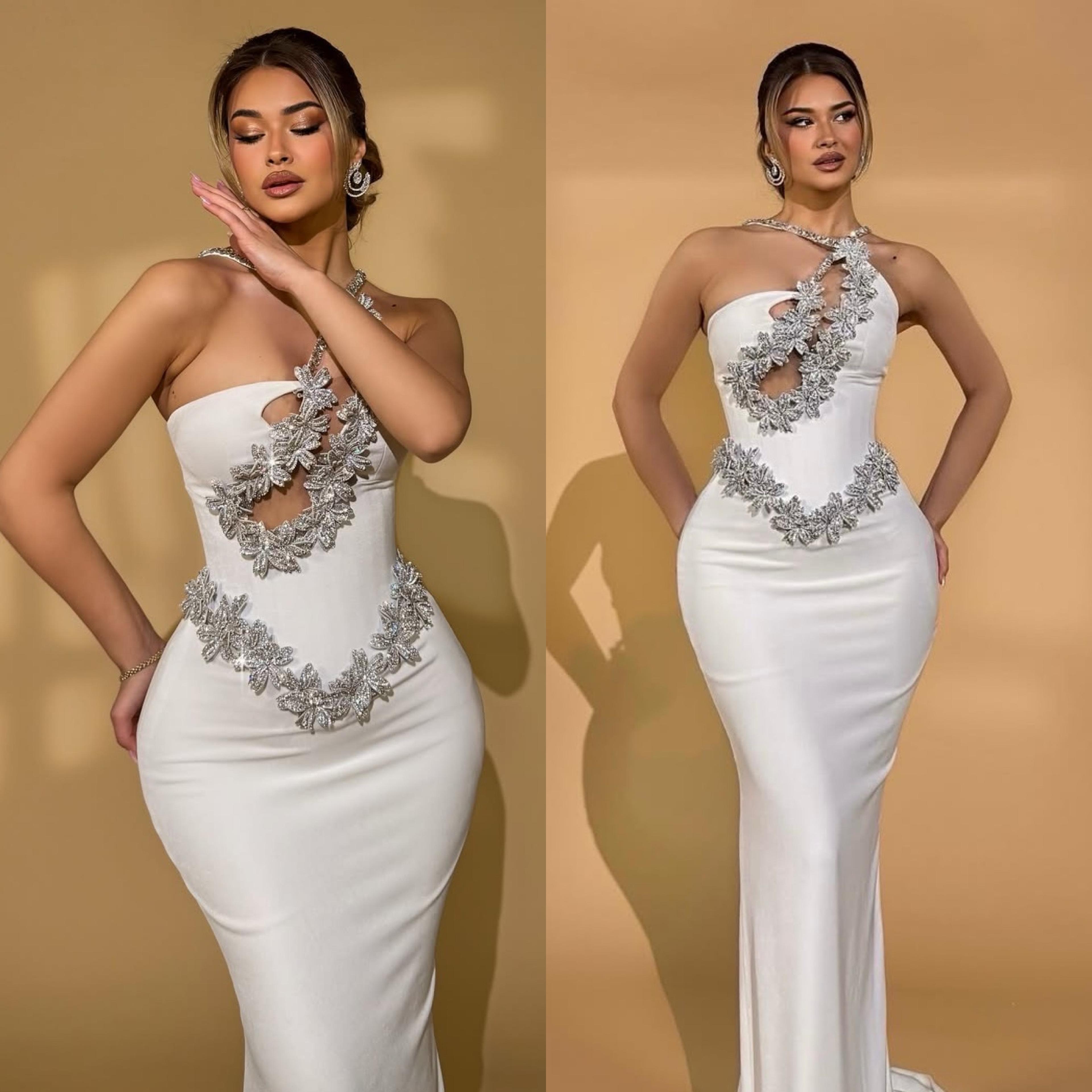 elegant one shoulder dress white rhinestone bodycon bandage dress for parties & special events