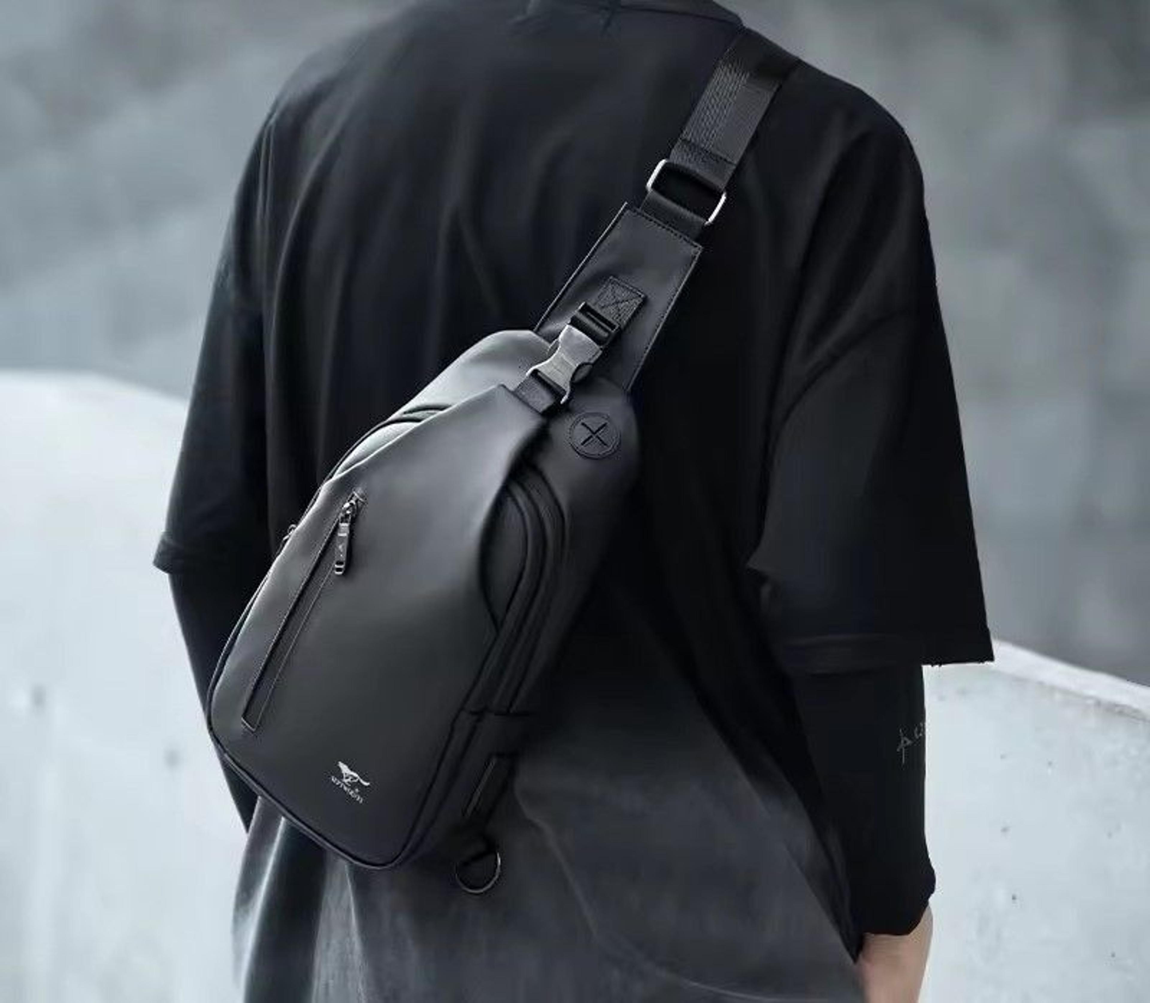 men's leather sling bag travel crossbody business shoulder pack