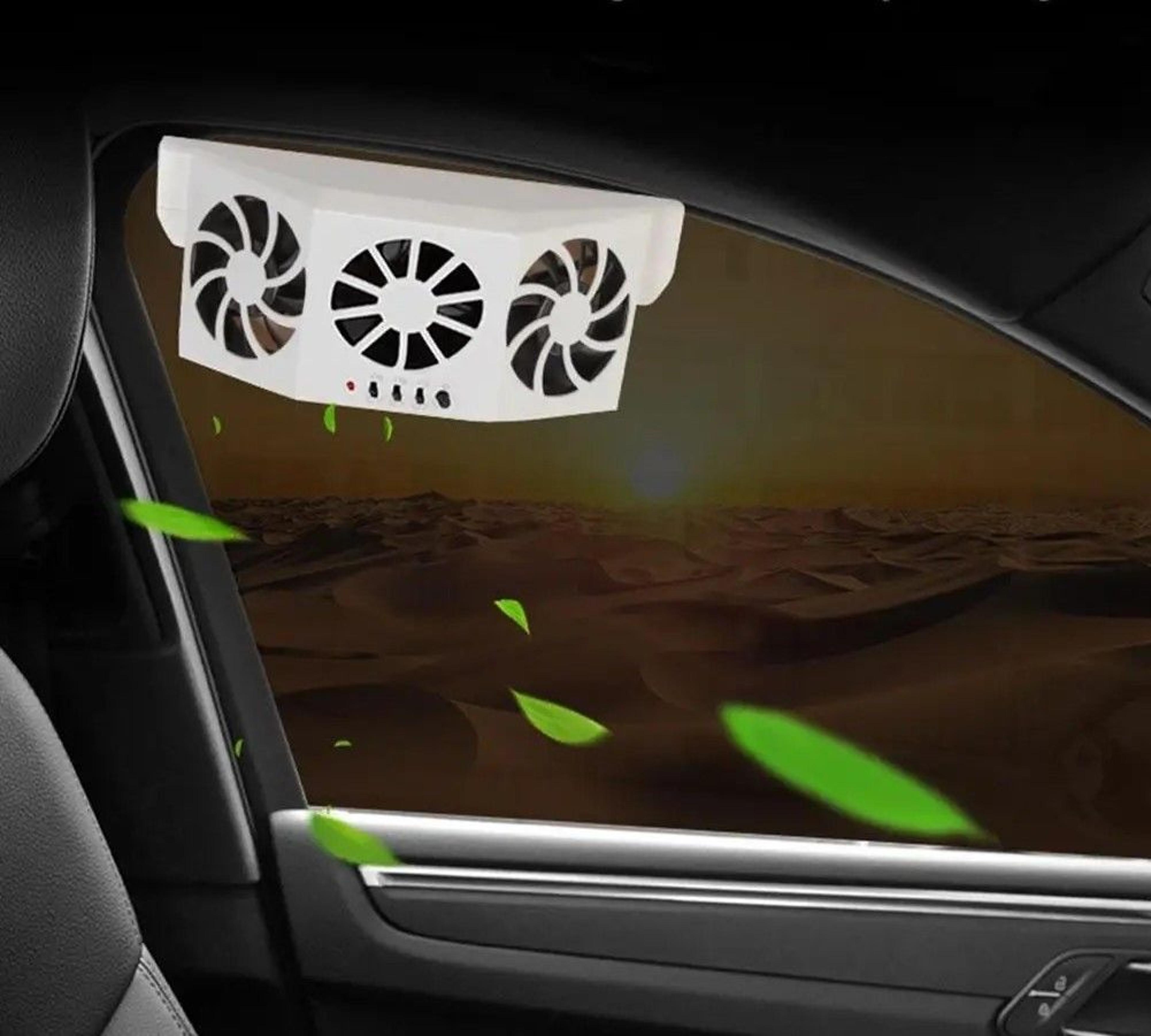 solar car ventilation fan with triple cooling fans rechargeable car window exhaust fan
