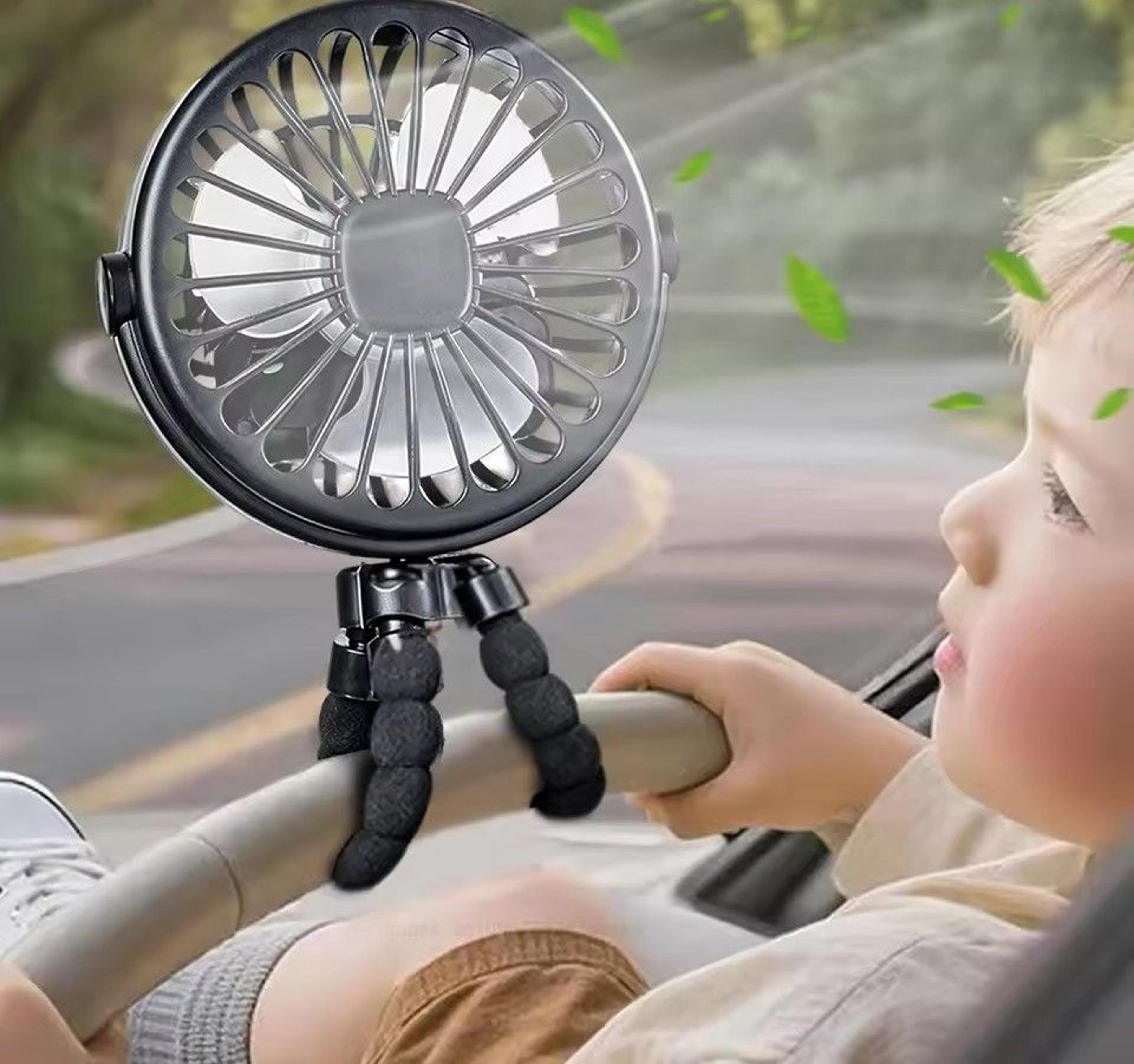 portable stroller fan with led night light usb rechargeable baby cooling fan