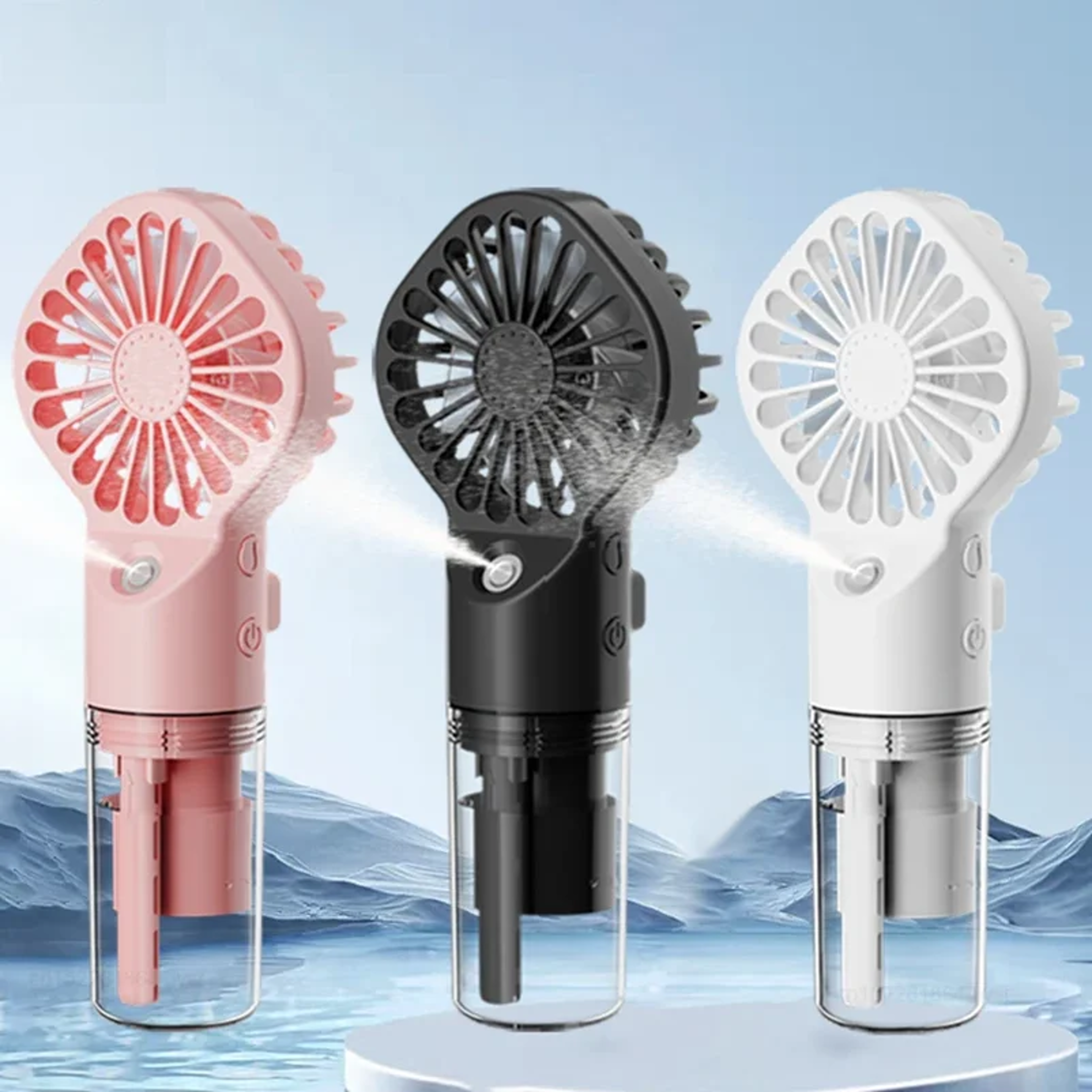 portable handheld misting fan with water spray mini cooling fan for travel, office & outdoor use