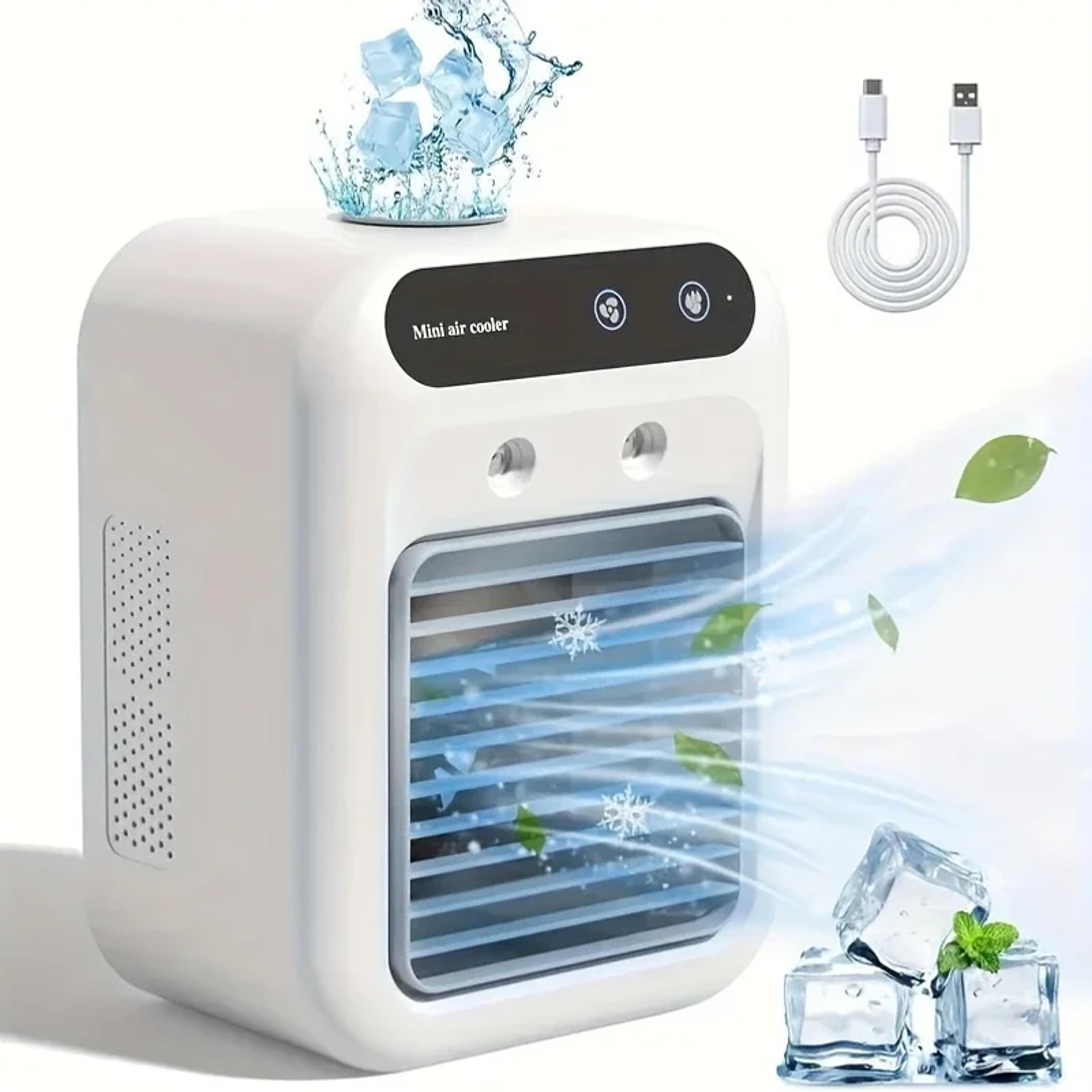 rechargeable mini air cooler fan with humidifier for home office travel