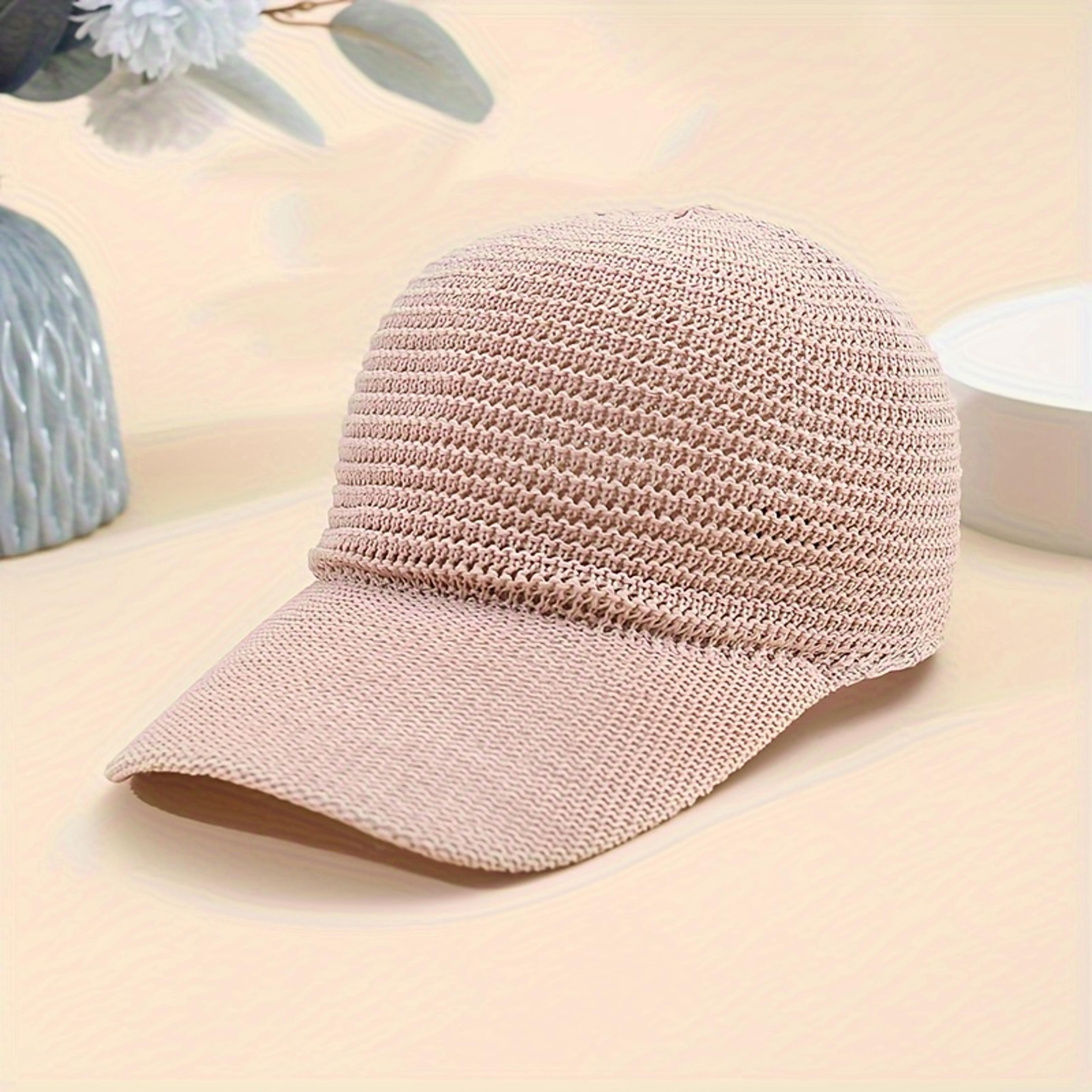 linen knit baseball cap for summer breathable adjustable duckbill sun hat