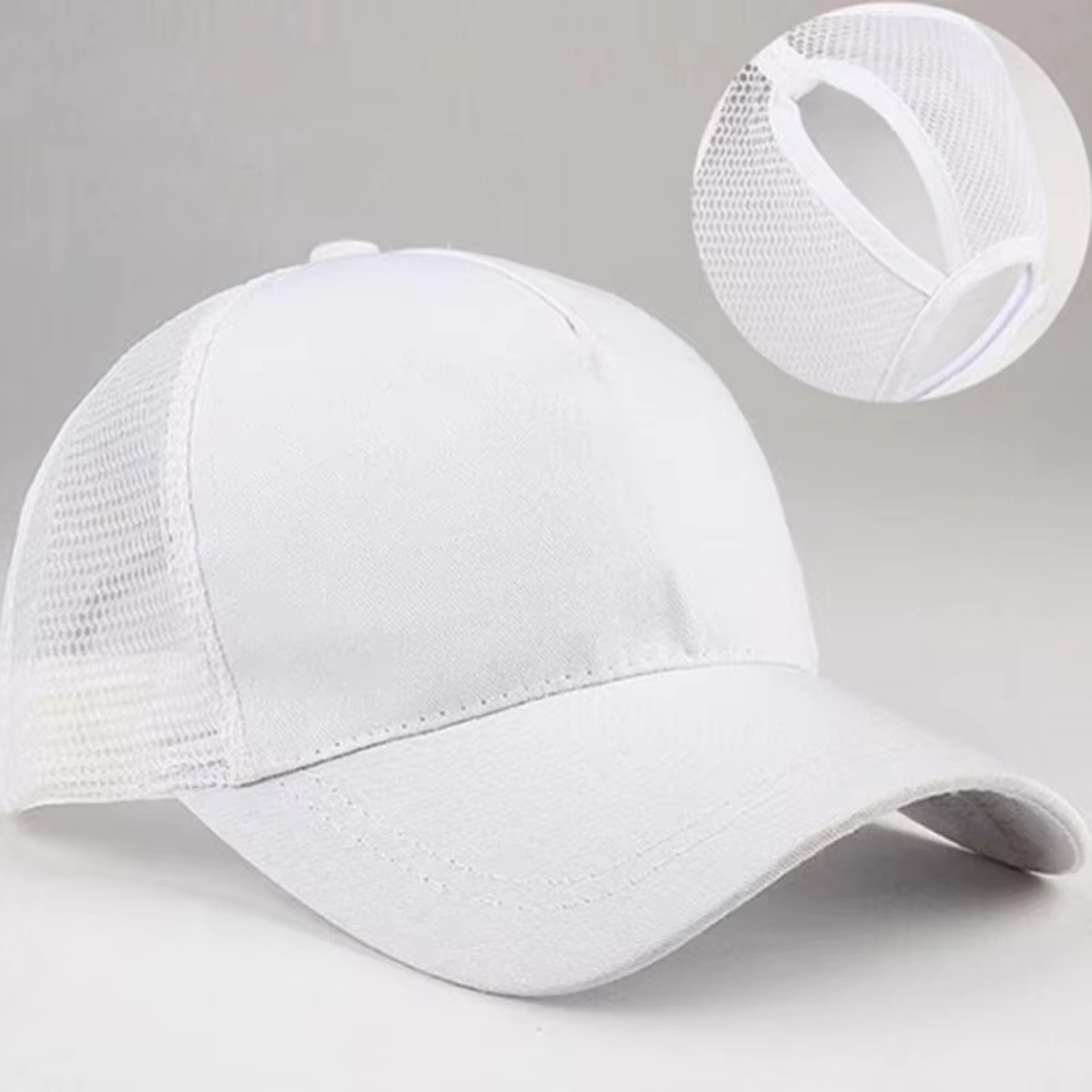 women's ponytail baseball cap adjustable messy bun hat with breathable mesh back