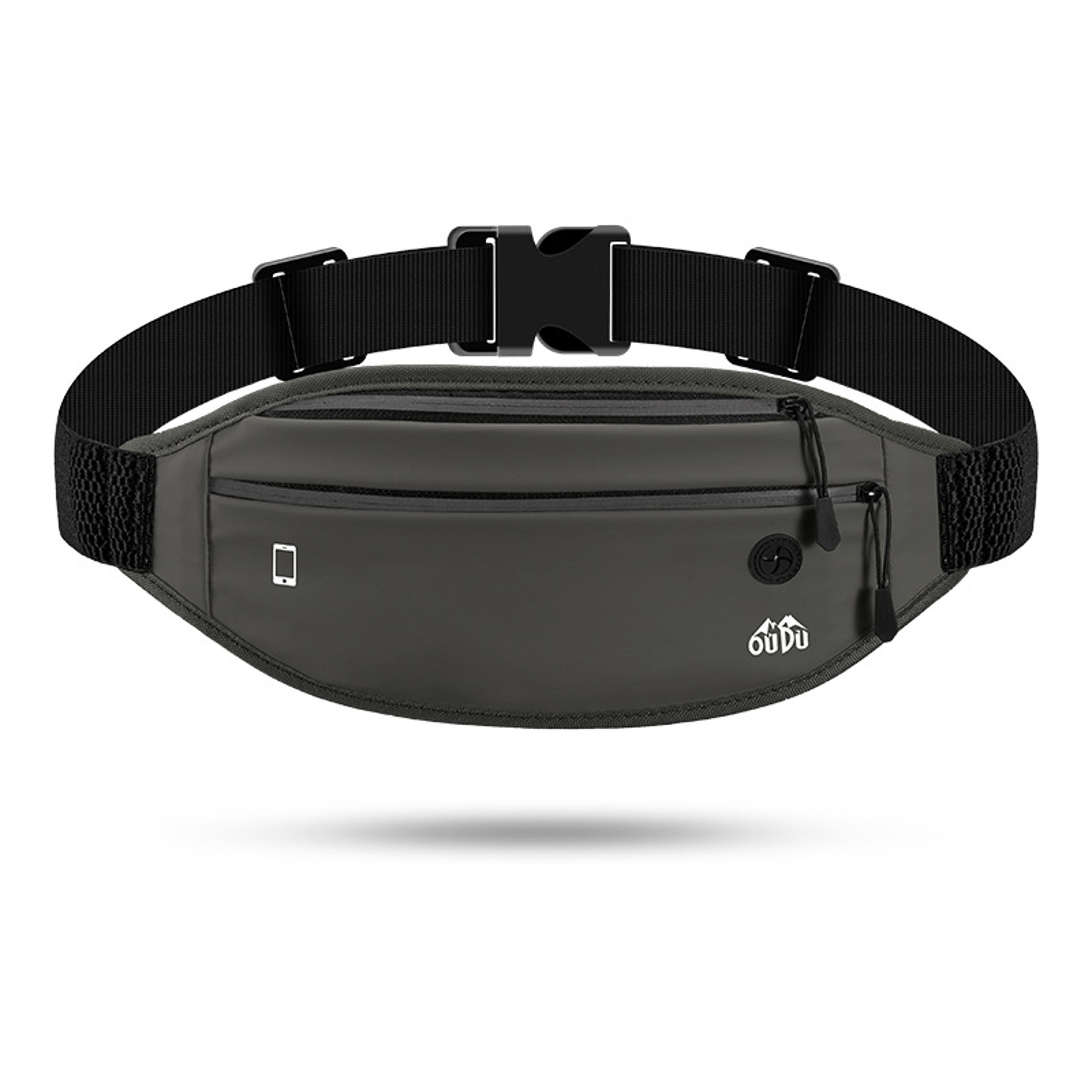 running belt waterproof phone waist pack with dual zipper for running, hiking & travel
