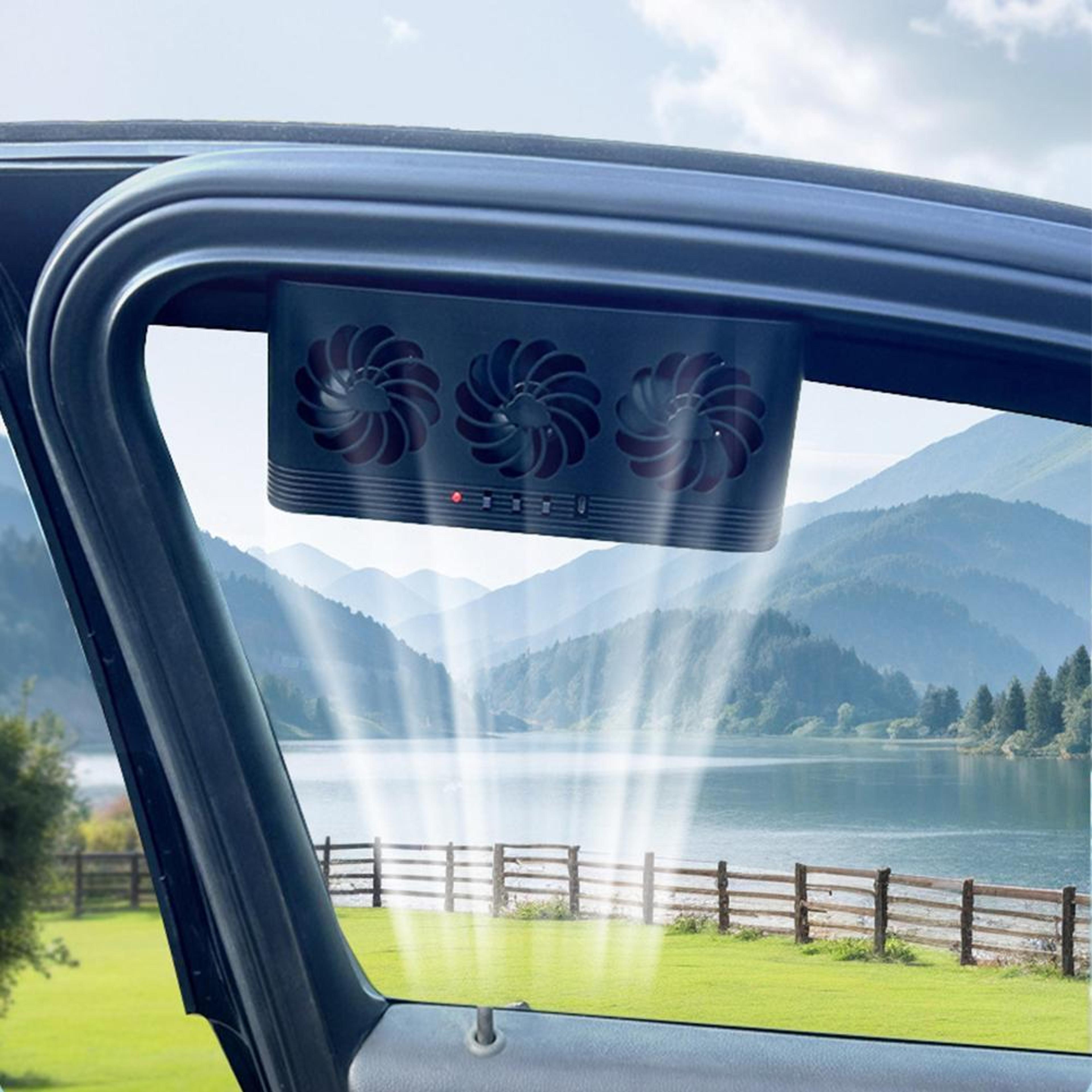 solar car fan with air outlets usb powered car window vent fan for cooler parked