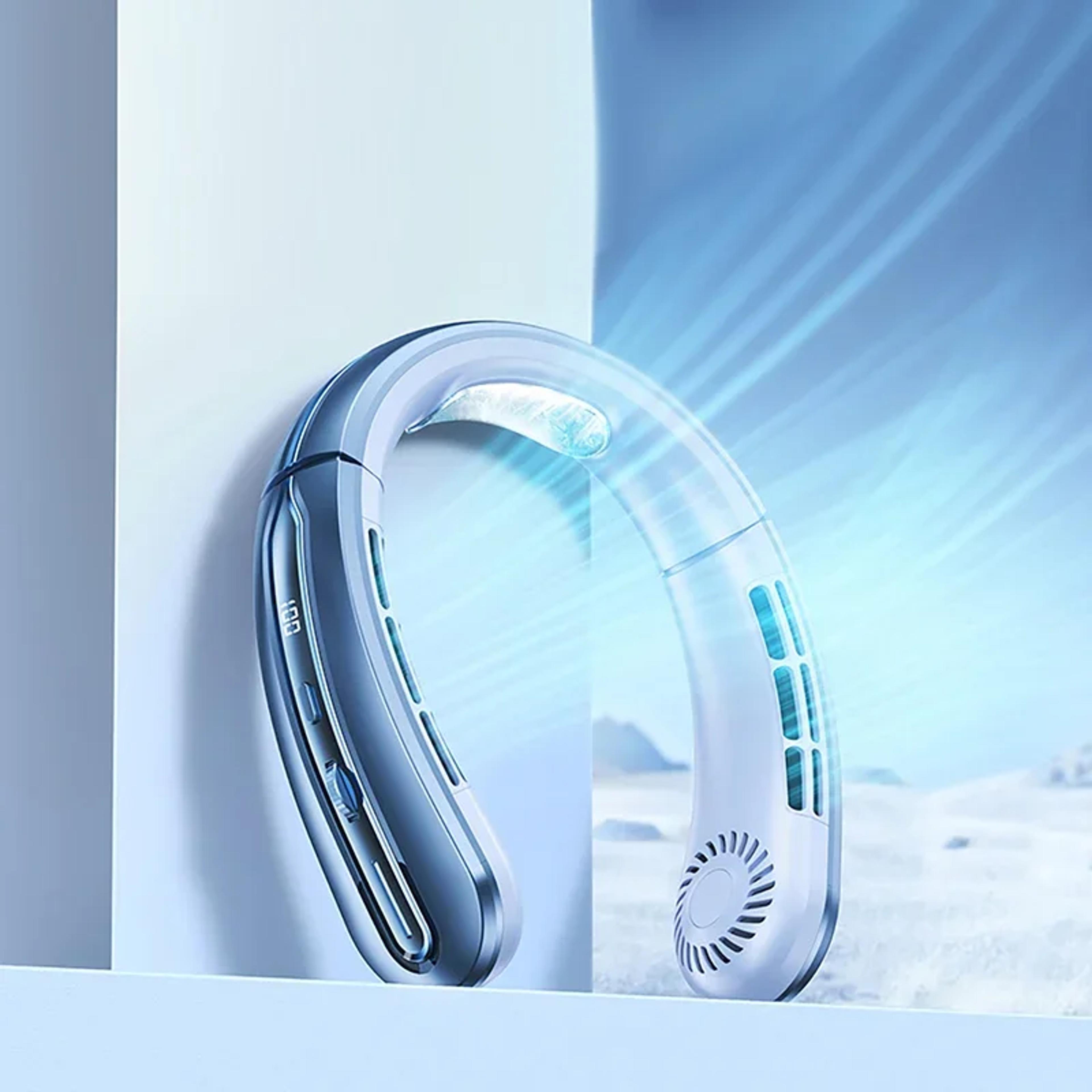 bladeless neck fan with digital display usb rechargeable portable cooling fan