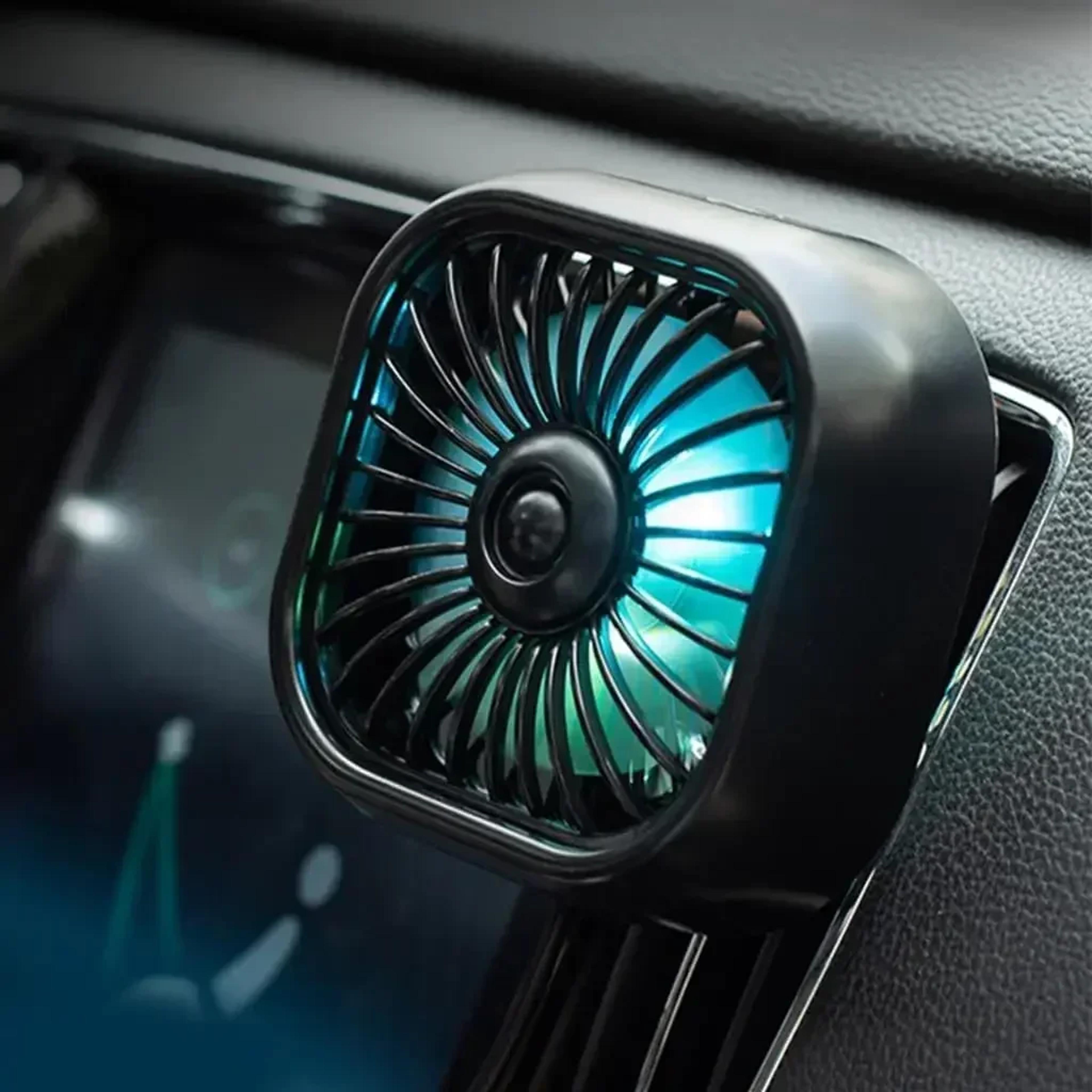 car air conditioner fan usb mini car cooling fan with speeds & colorful led light