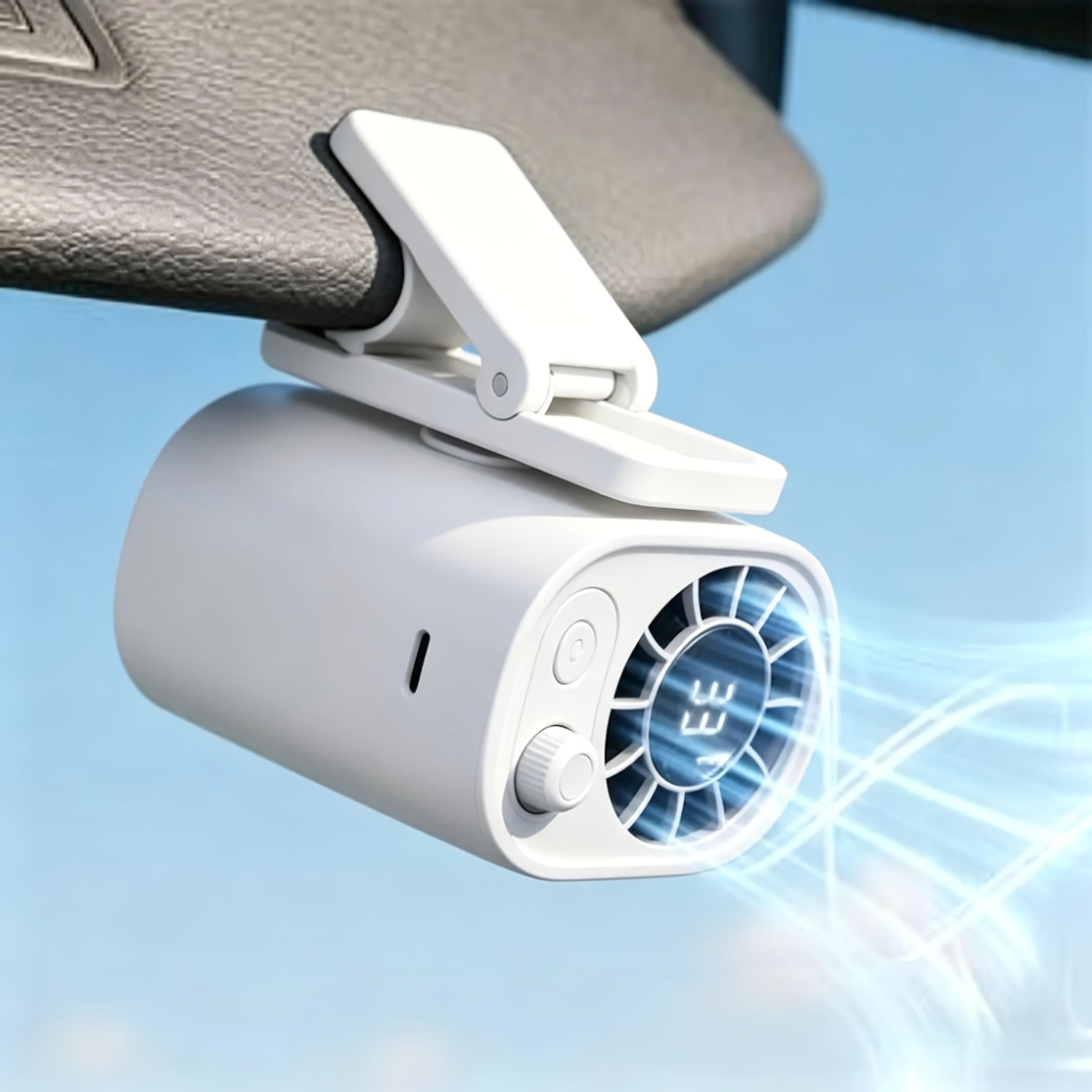 portable car fan usb rechargeable clip on mini cooling fan with adjustable speed for sun visor & travel