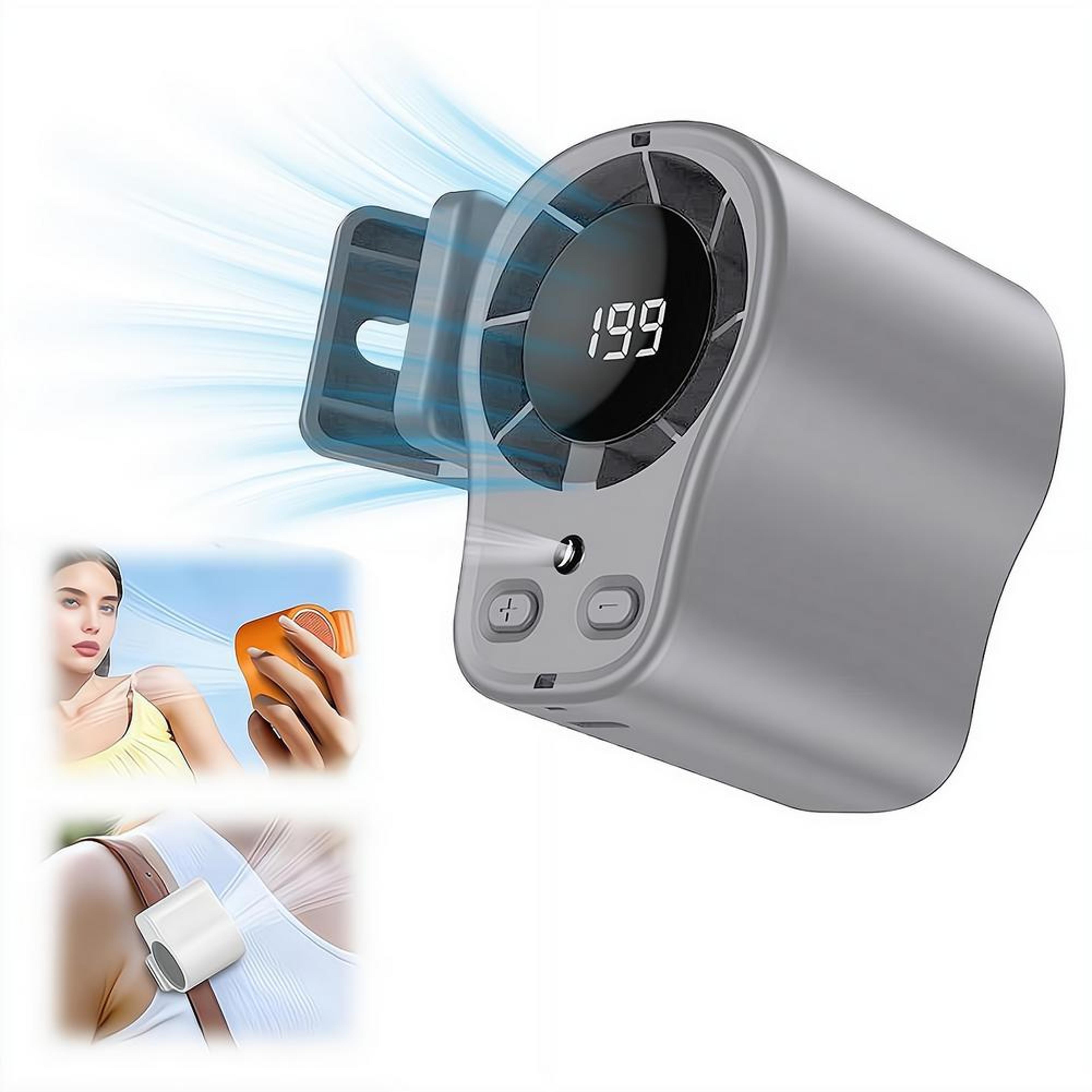 portable clip on fan usb rechargeable desk fan with led display for office, camping & travel