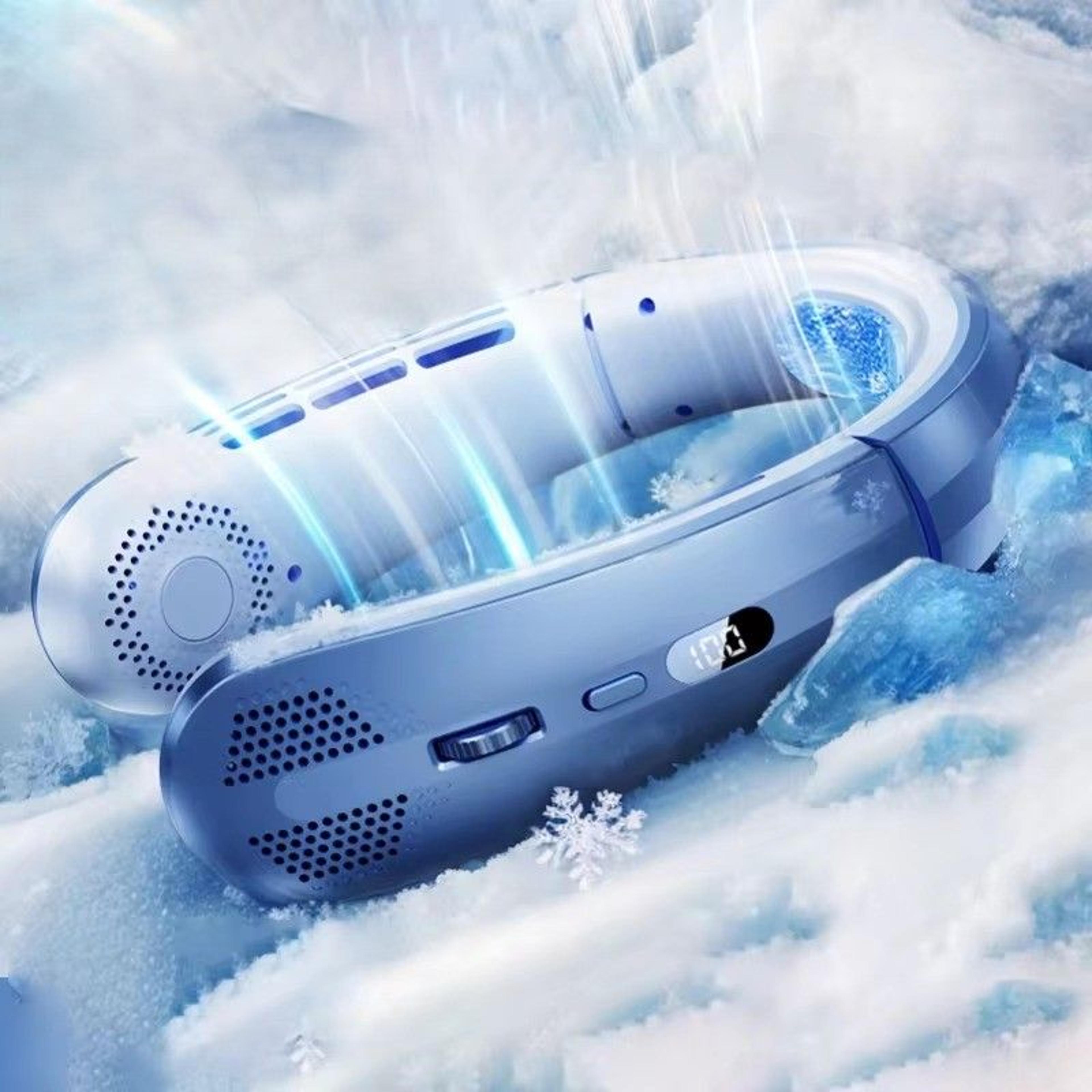 bladeless neck fan with led display portable rechargeable personal cooling fan