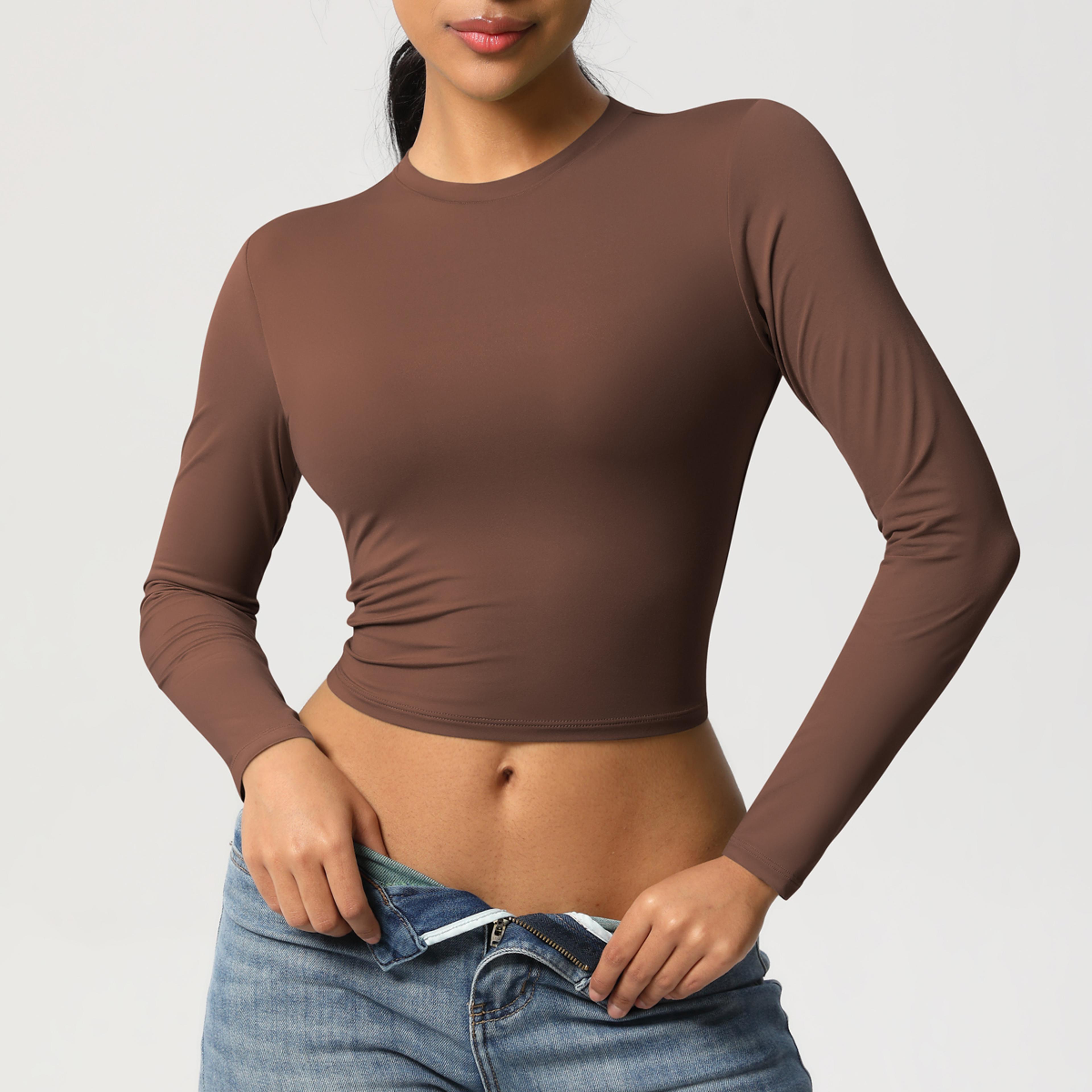 women's yoga top long sleeve workout shirt breathable moisture wicking activewear