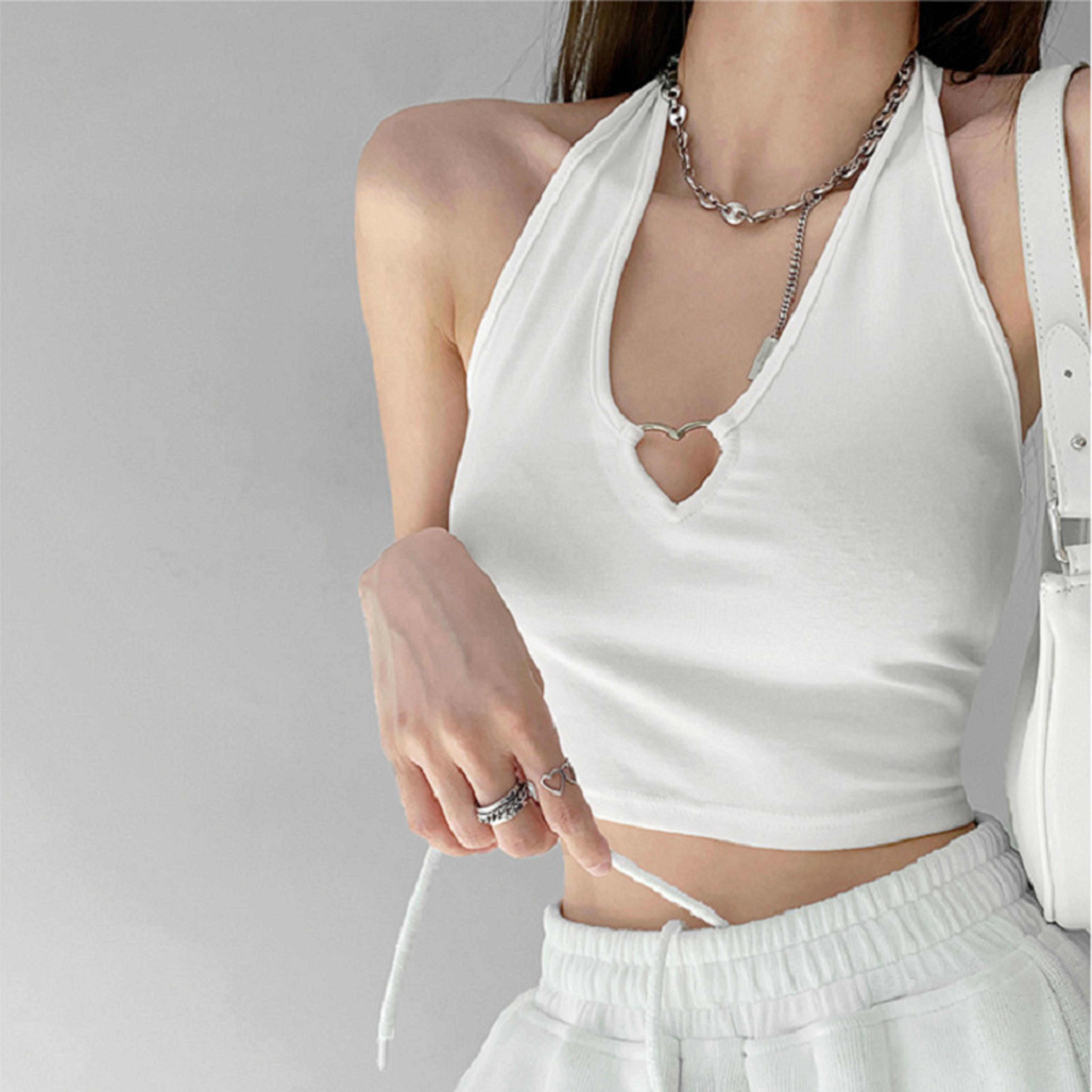 lace up halter crop top for women v neck hollow out summer camisole