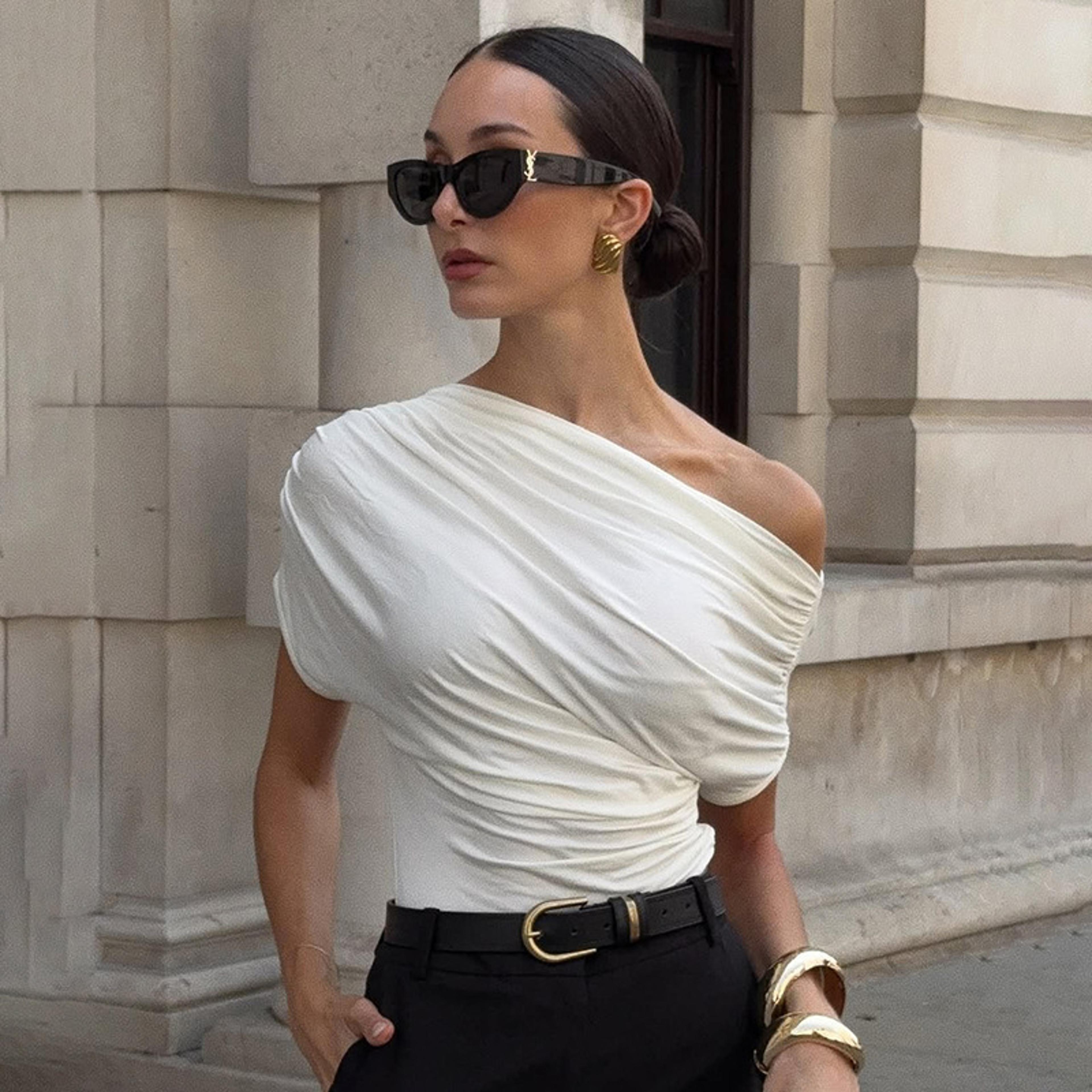 elegant one shoulder top for women ruched slim fit summer casual t-shirt