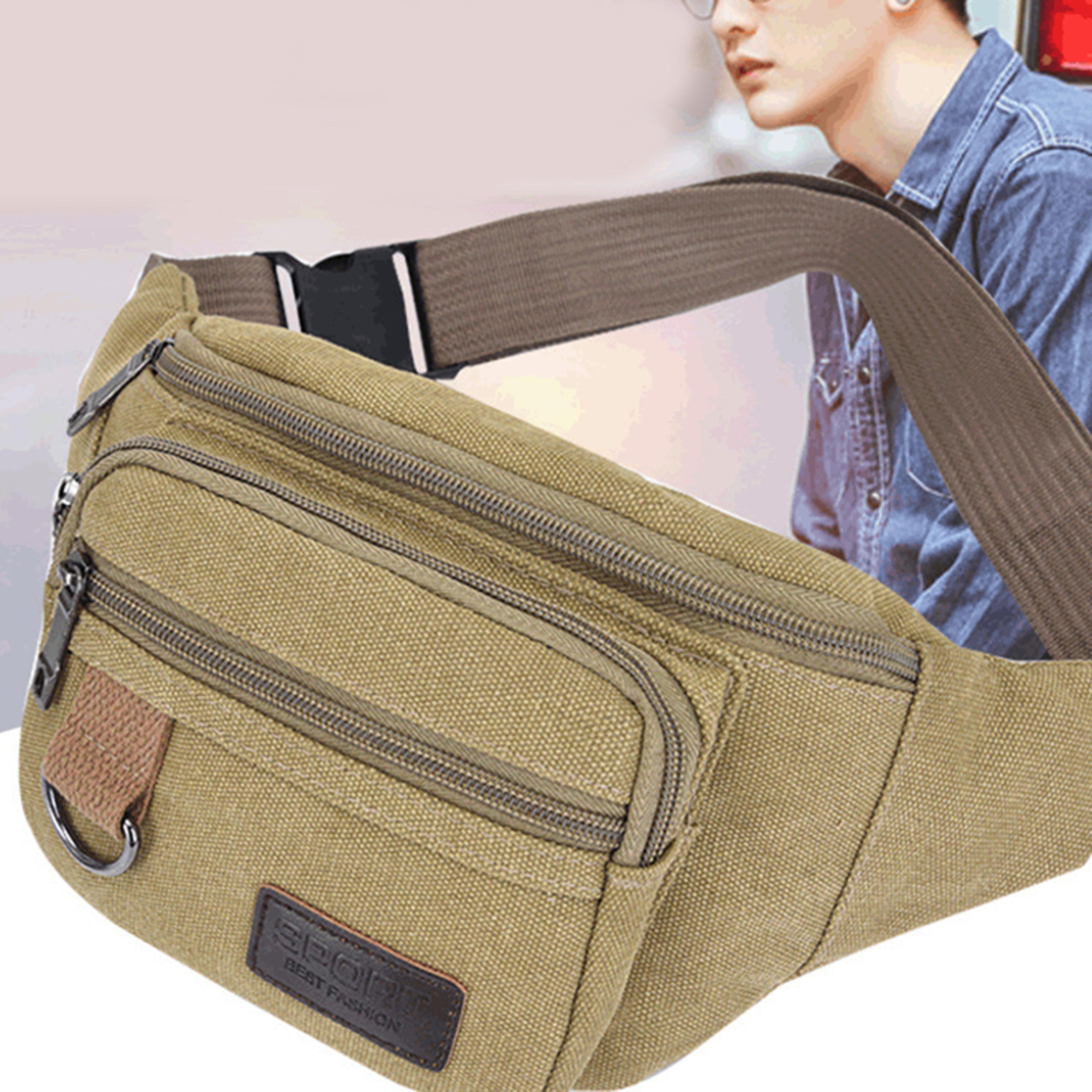 vintage canvas waist bag crossbody belt bag for travel, hiking & everyday carry