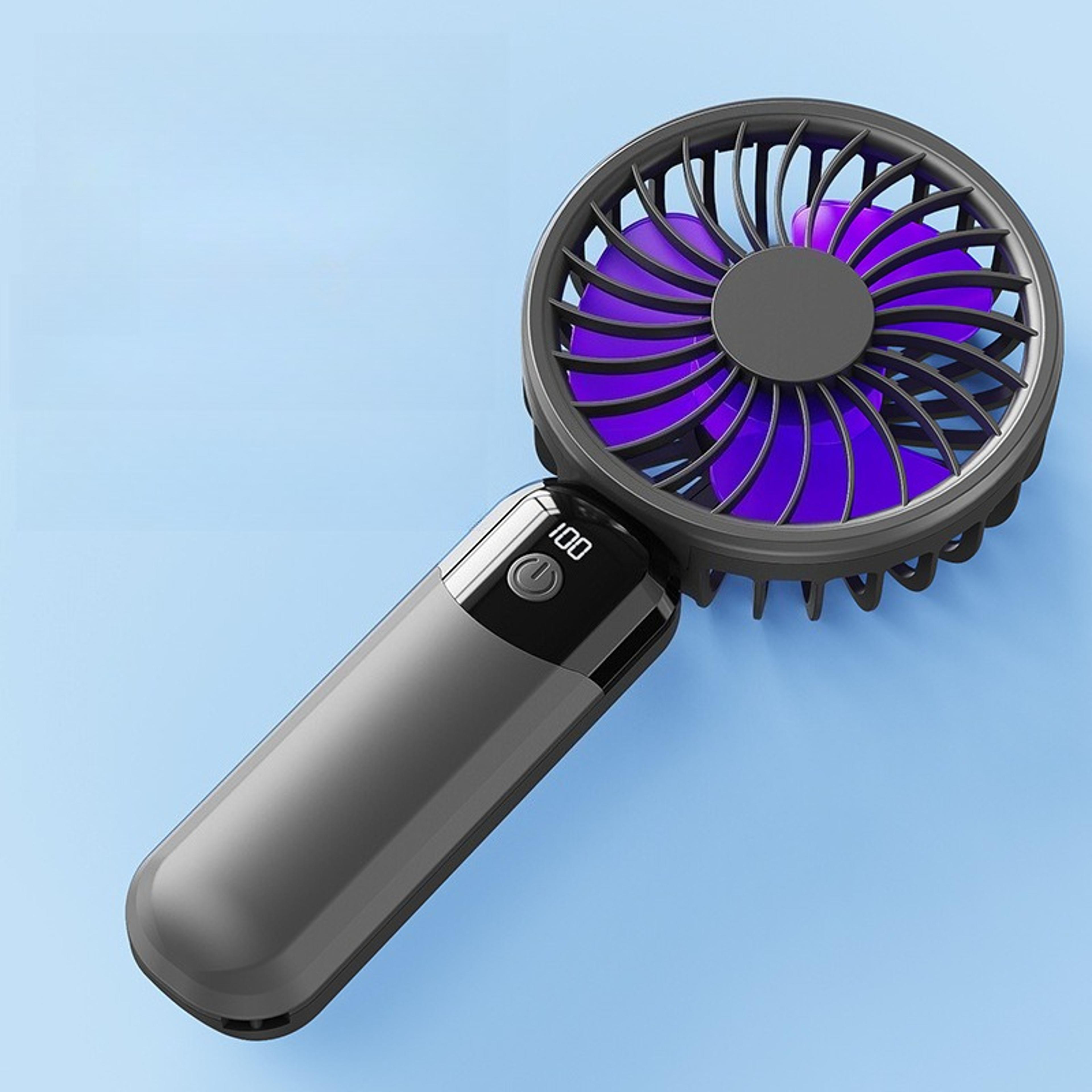 portable handheld fan with led display, rechargeable mini fan, usb cooling fan & phone stand
