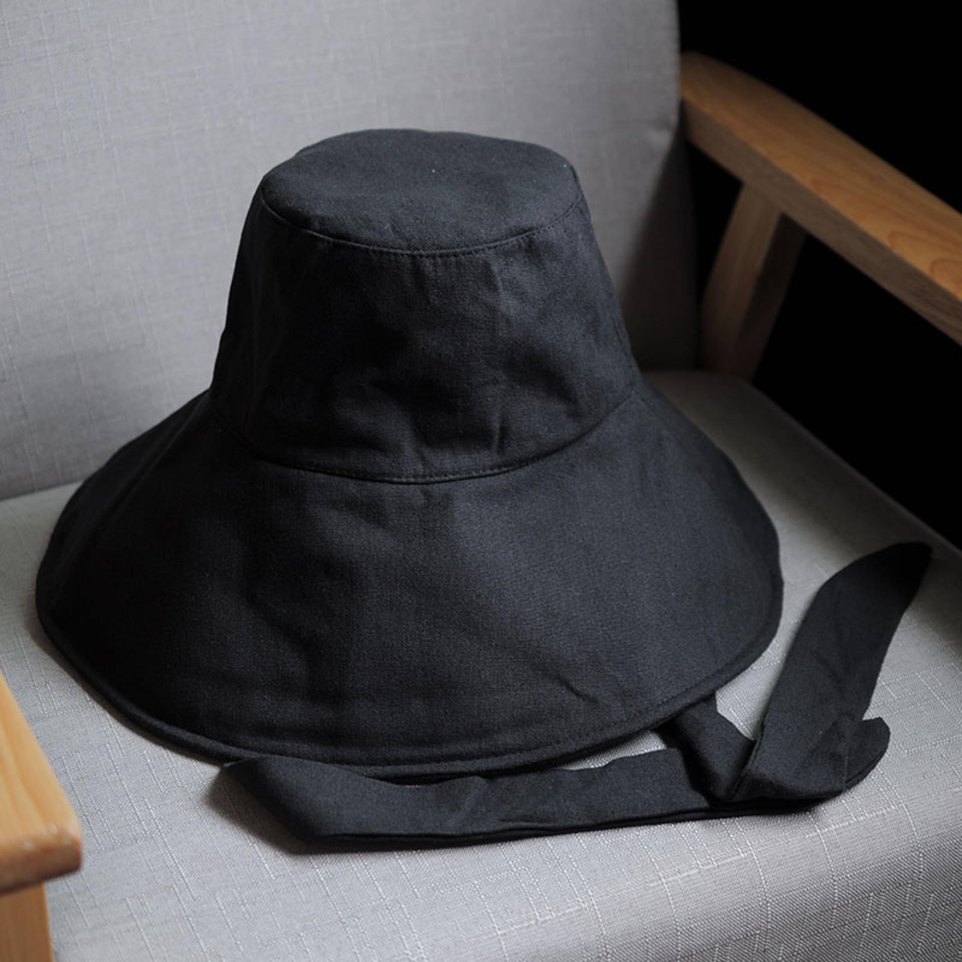 women's uv bucket hat wide brim sun hat foldable cotton linen beach cap with adjustable chin strap