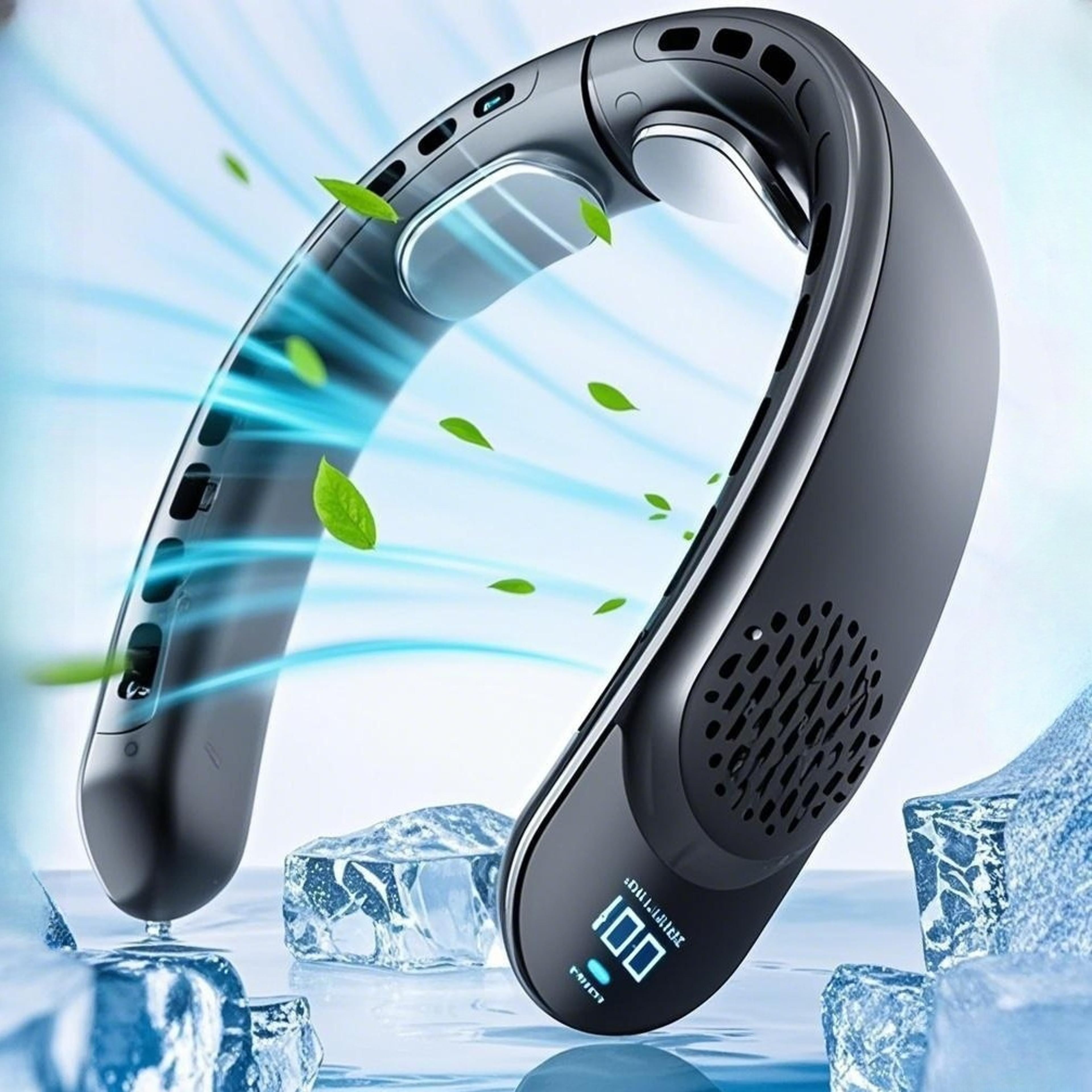 portable neck fan usb rechargeable bladeless wearable cooling fan with quad turbo airflow