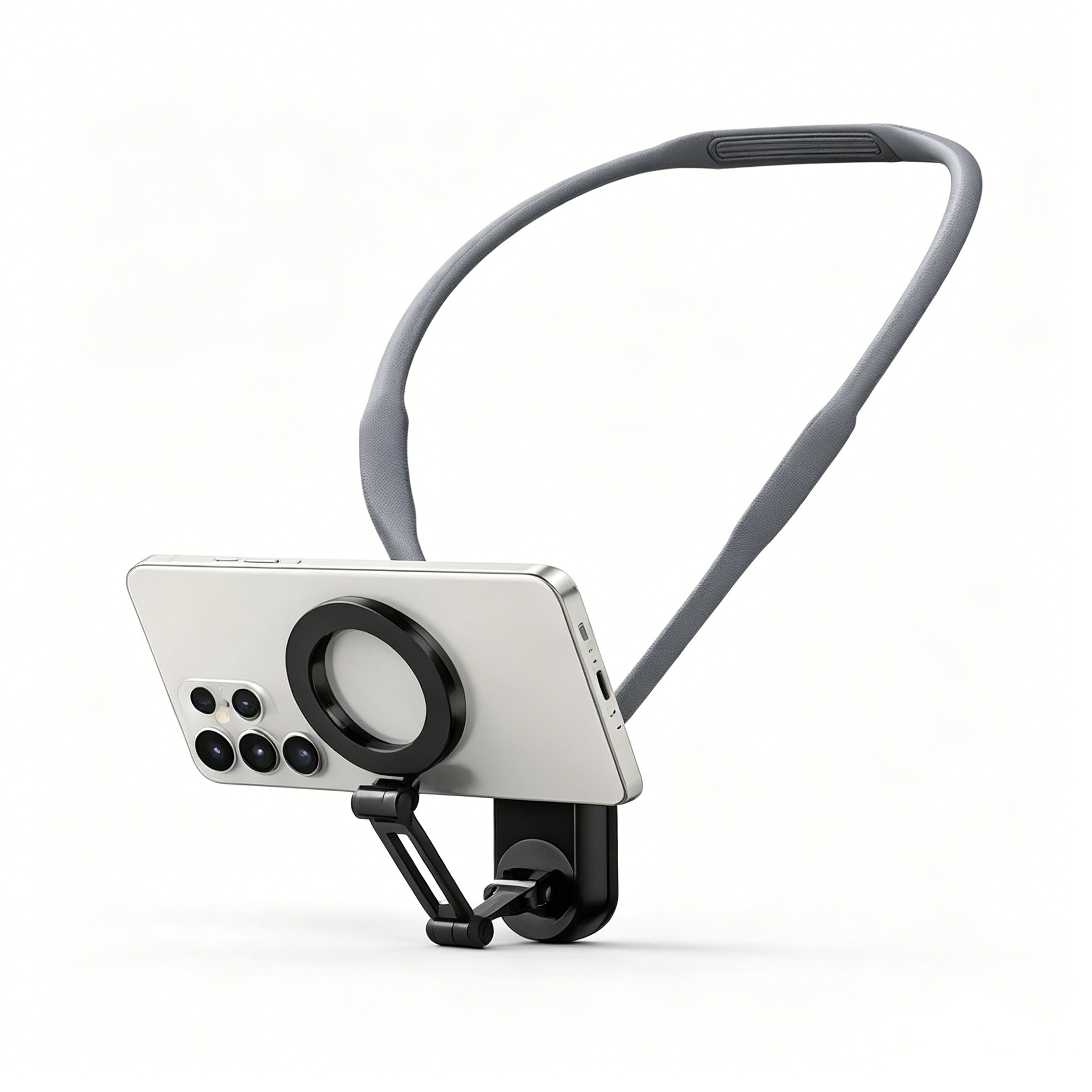 magnetic neck phone holder hands free silicone mount for video recording & selfies
