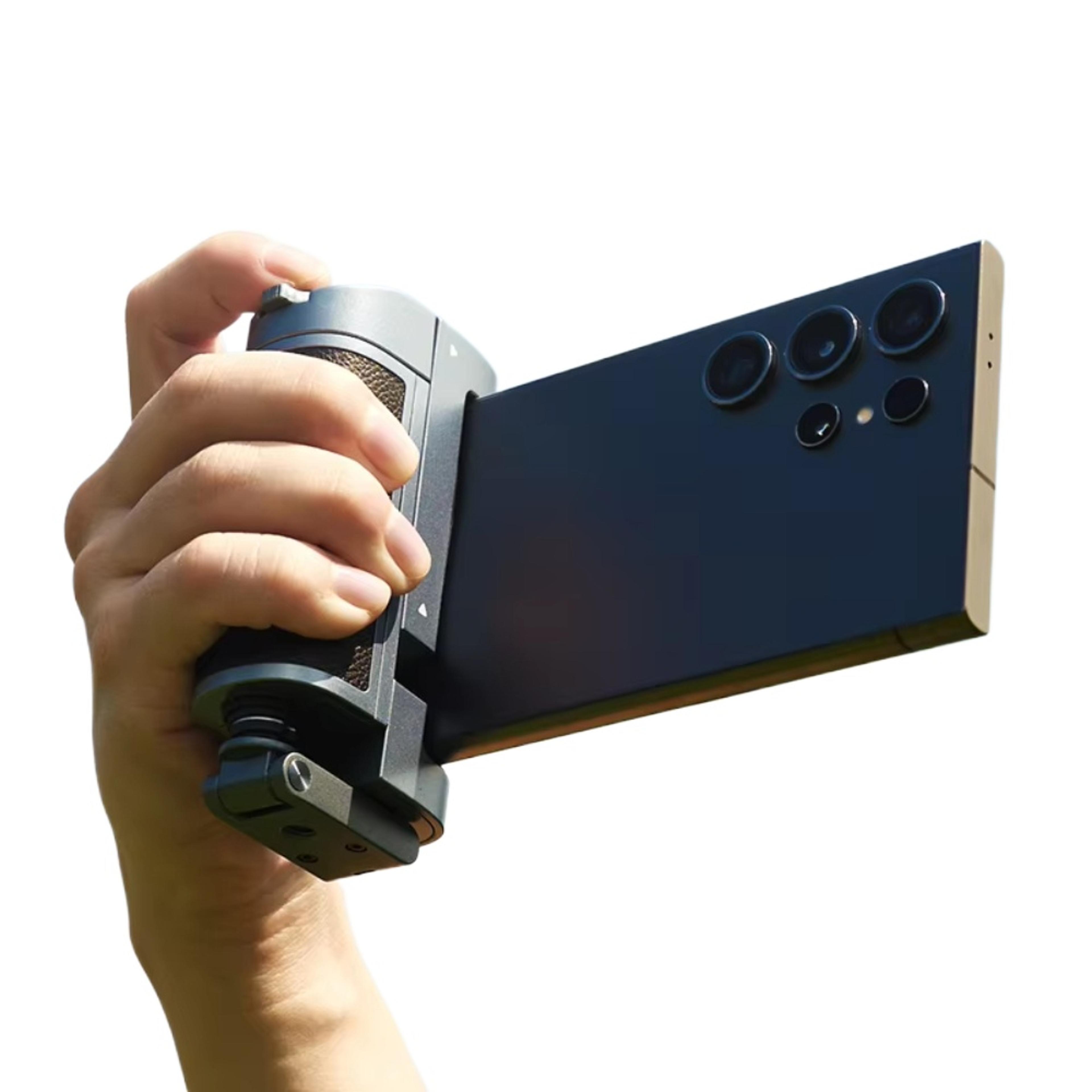 phone camera grip with bluetooth selfie stick & tripod stand for iphone & android vlogging