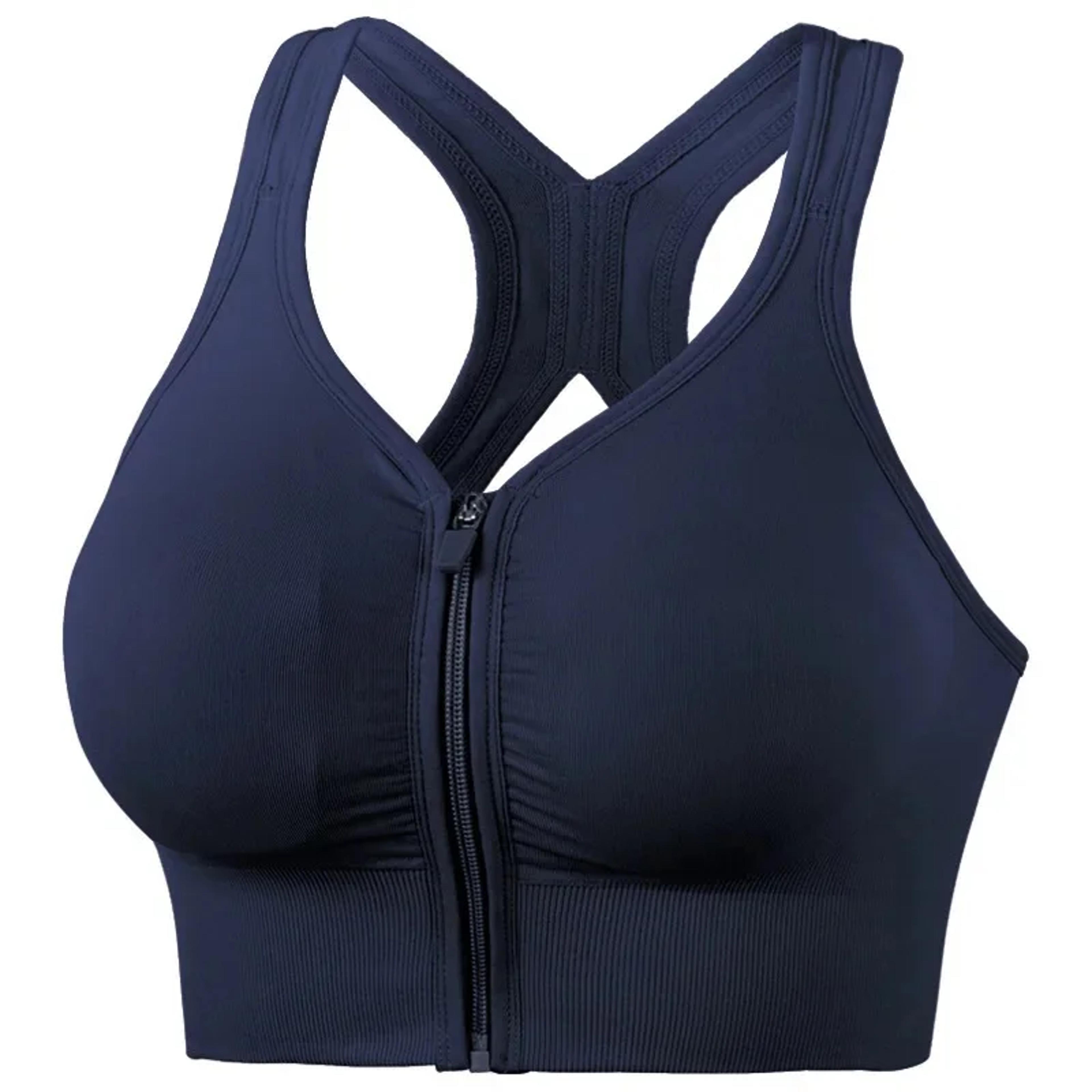women's front zipper sports bra high impact seamless yoga & running support bra