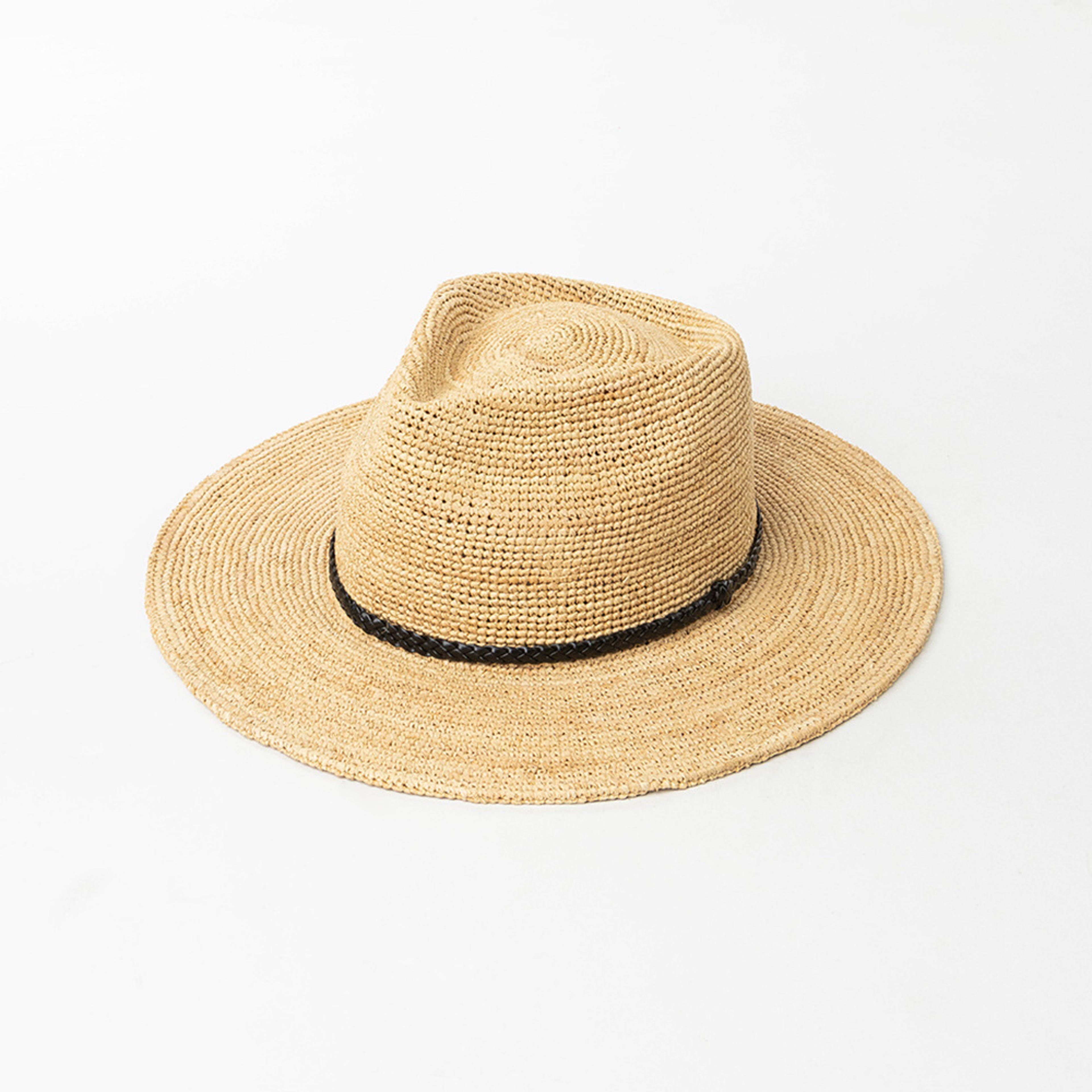 raffia straw hat wide brim panama sun hat for beach, travel & summer style
